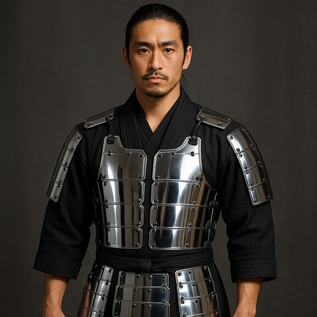 Japanese Samurai Armor Yoroi Suit with Polished Metal Plates – Wearable Bushido Warrior Costume

🔖 Tags