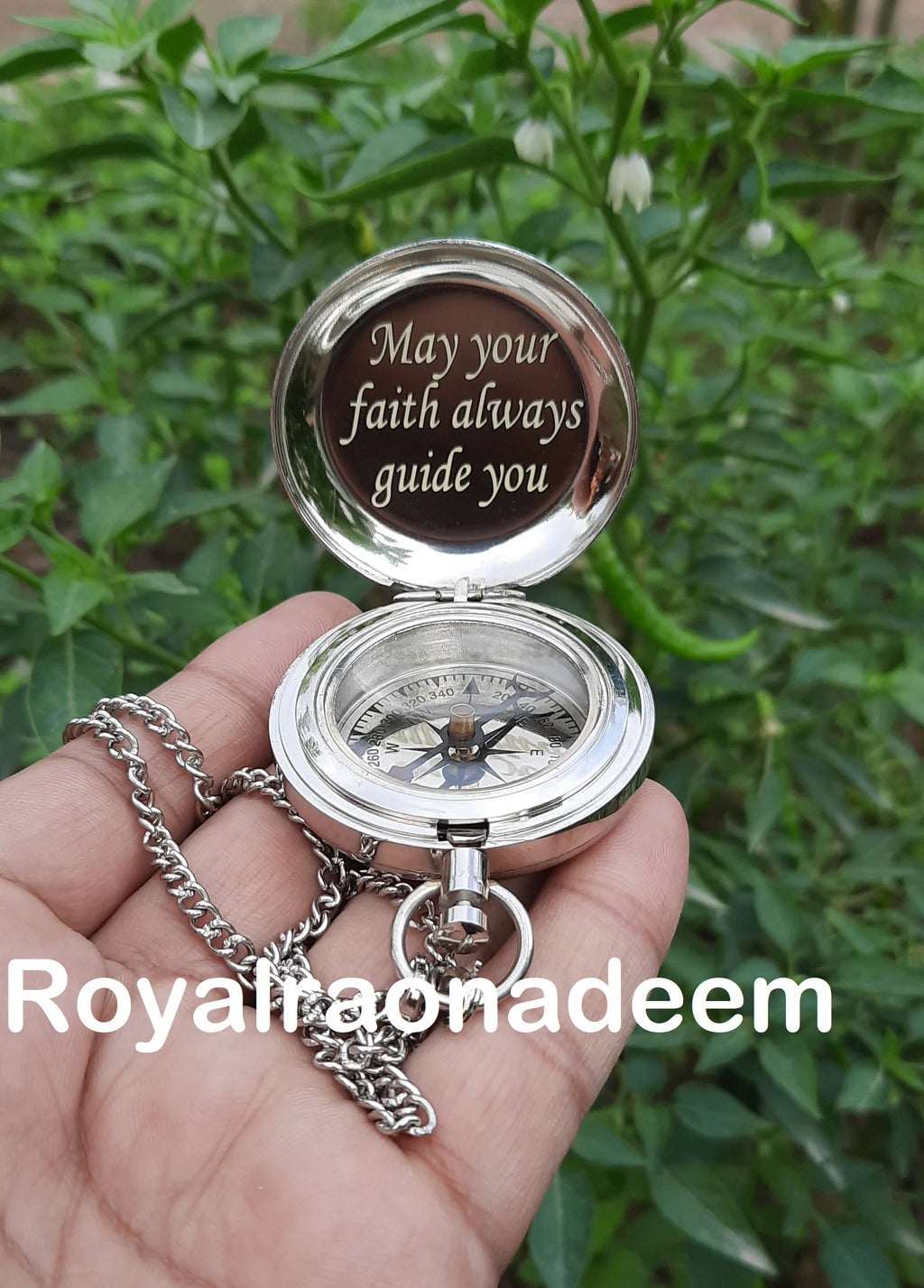 Anniversary gift, Silver Compass, Handmade Compass, Personalized Working Compass, Dad Gift, Baptism, birthday, husband gift, Valentine's Day