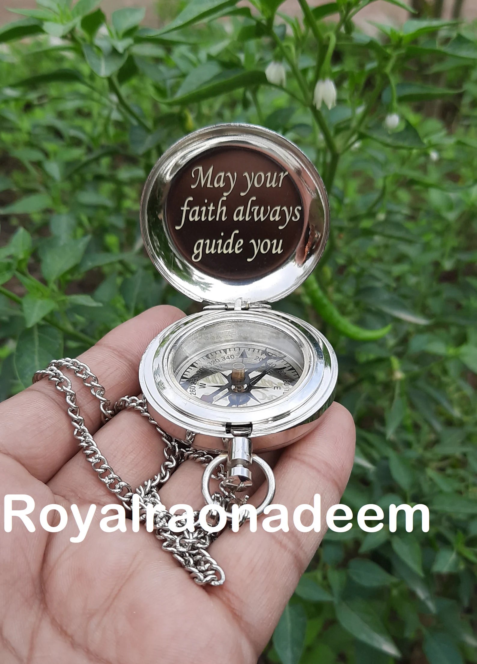 Anniversary gift, Silver Compass, Handmade Compass, Personalized Working Compass, Dad Gift, Baptism, birthday, husband gift, Valentine's Day