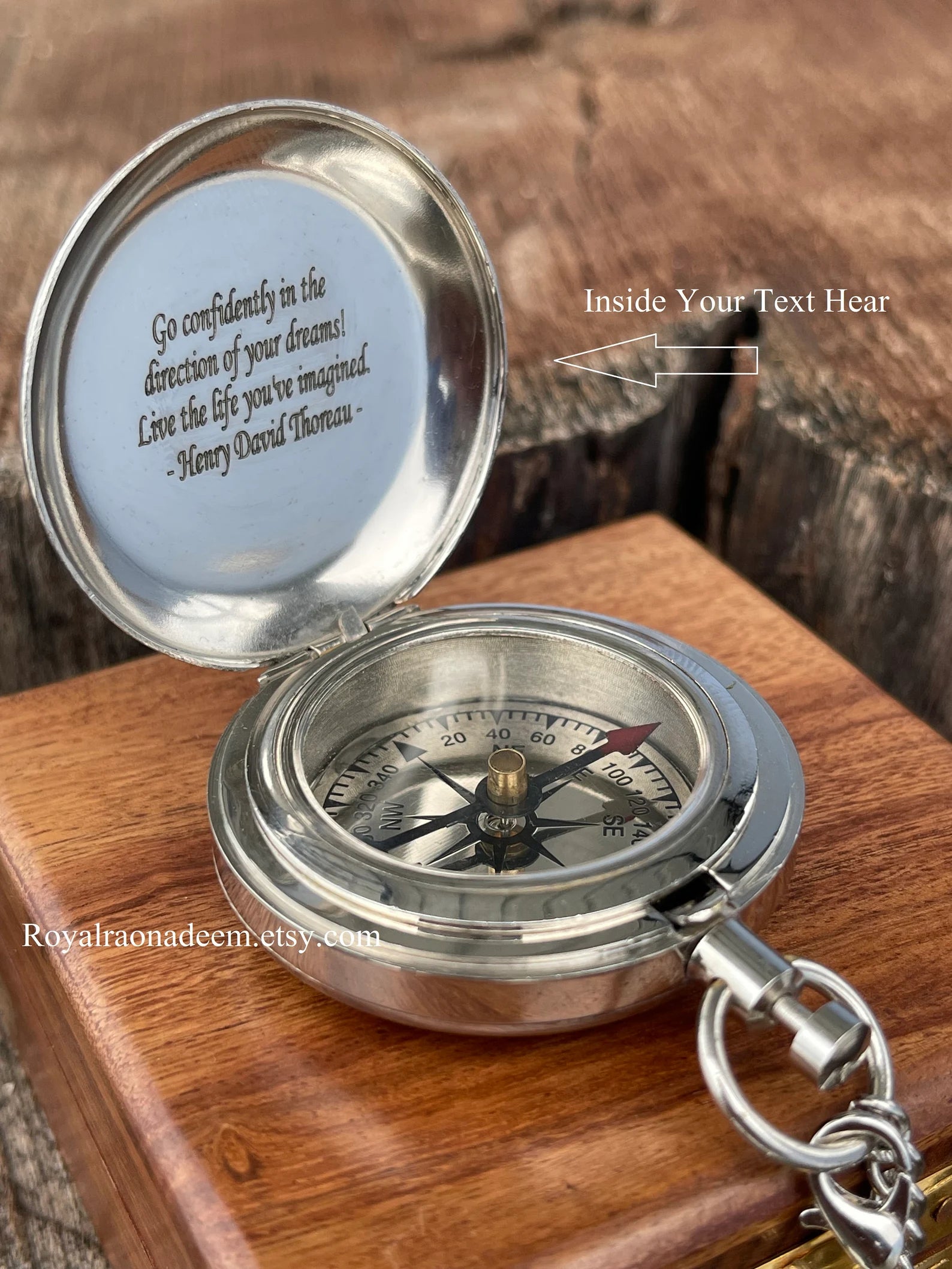 Anniversary gift, Silver Compass, Handmade Compass, Personalized Working Compass, Dad Gift, Baptism, birthday, husband gift, Valentine's Day