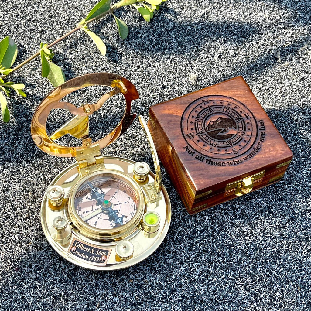 Personalized / Customized Sundial Compass, Engraved Working Compass, Christmas Gifts, Anniversary Gift, Compass For Husband, Valentines Day Gift, Couples