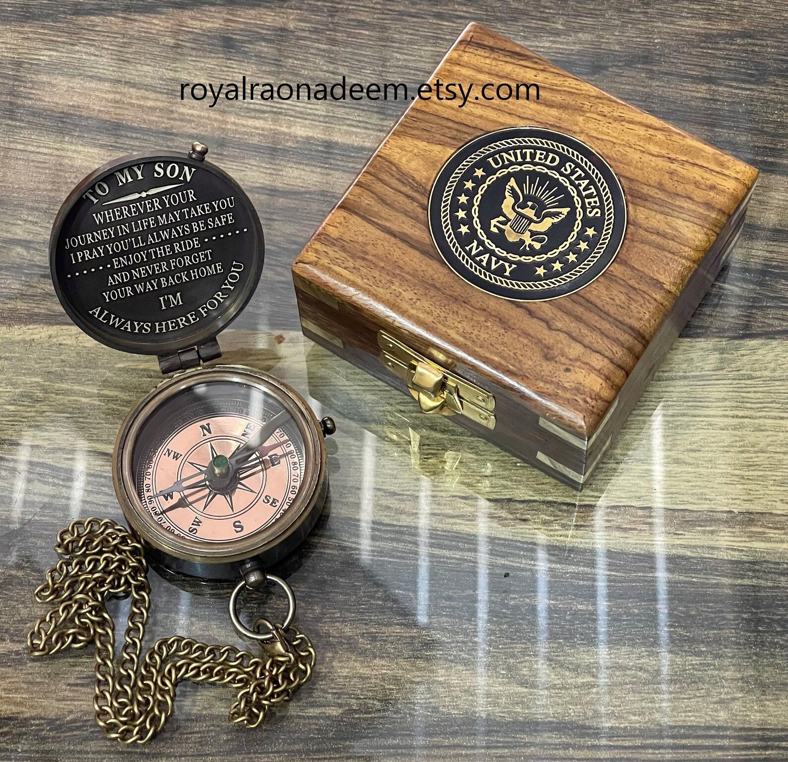 Navy Compass, Engraved Navy Compass, Navy Retirement gift, US Navy Compass, United states navy Gift, Customized  Personalized Antique Compass