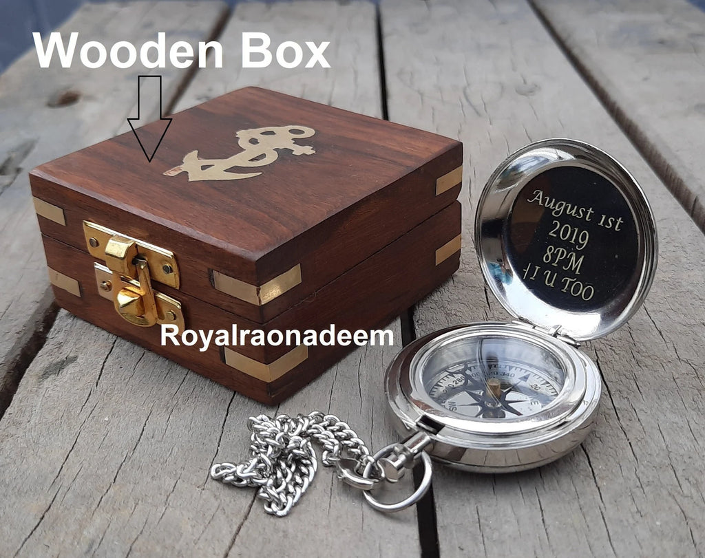 Anniversary gift, Silver Compass, Handmade Compass, Personalized Working Compass, Dad Gift, Baptism, birthday, husband gift, Valentine's Day