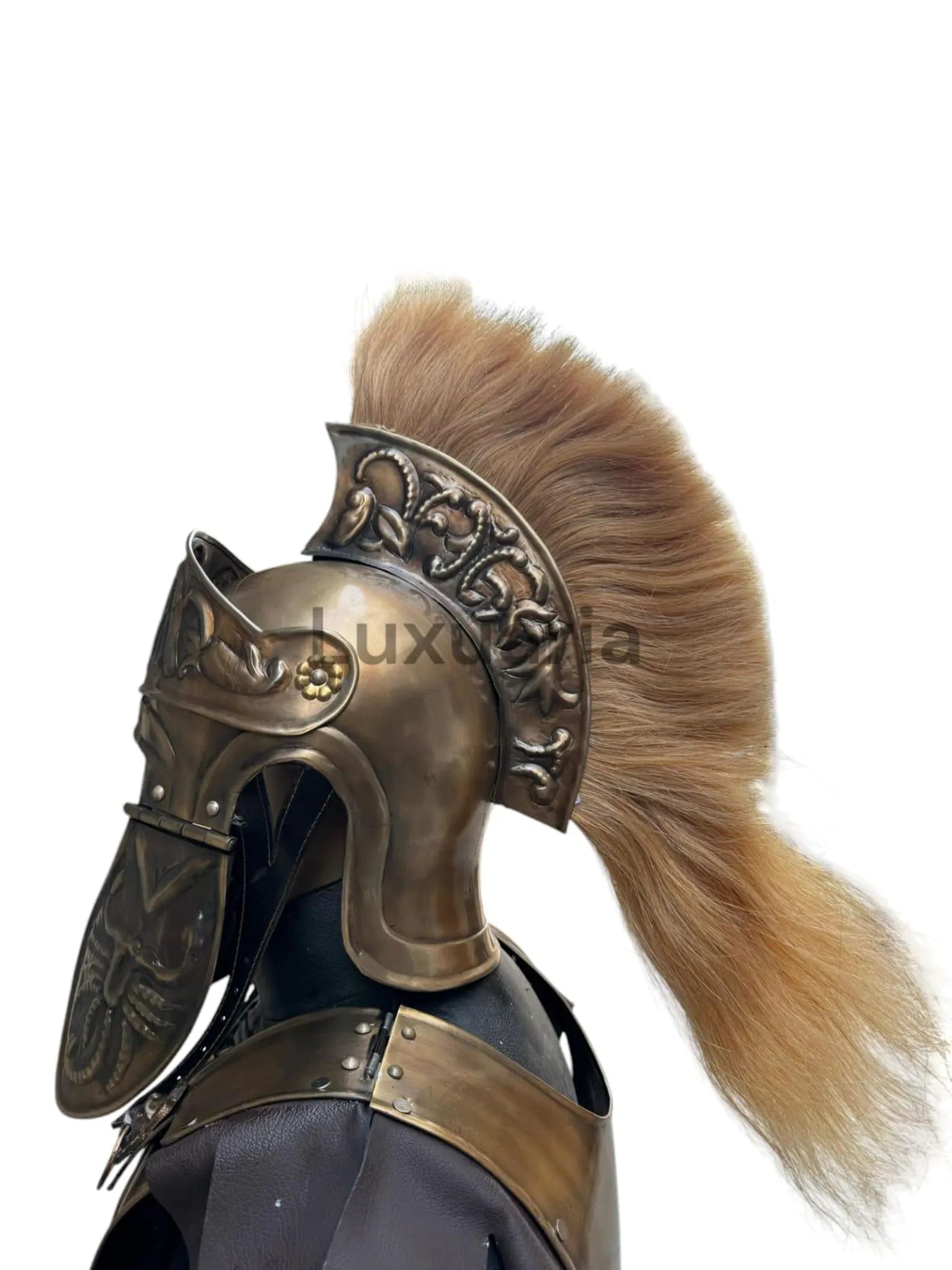 Medieval Brass Big Eagle Armor Roman Cuirass Reenactment Breastplate 18Gauge Brass And Helmet