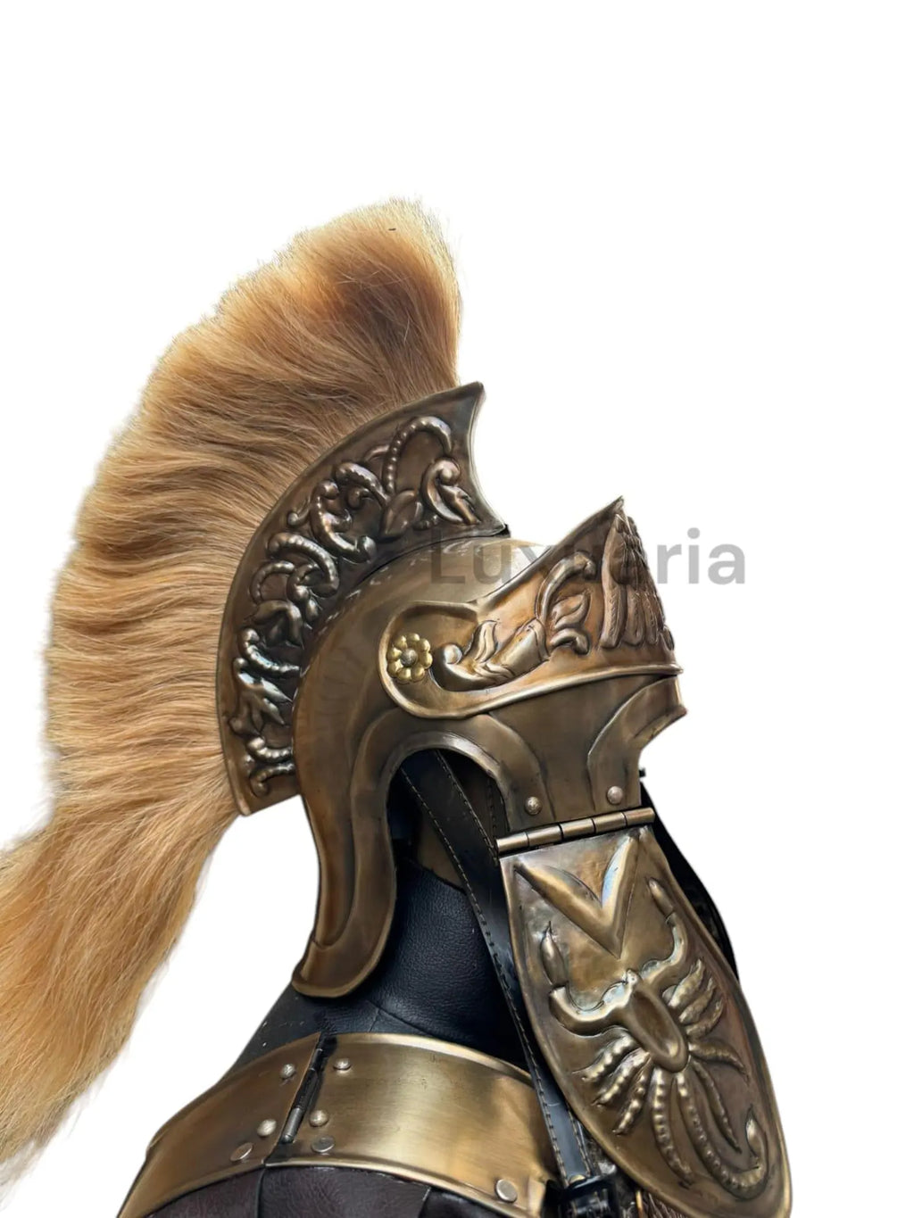 Medieval Brass Big Eagle Armor Roman Cuirass Reenactment Breastplate 18Gauge Brass And Helmet