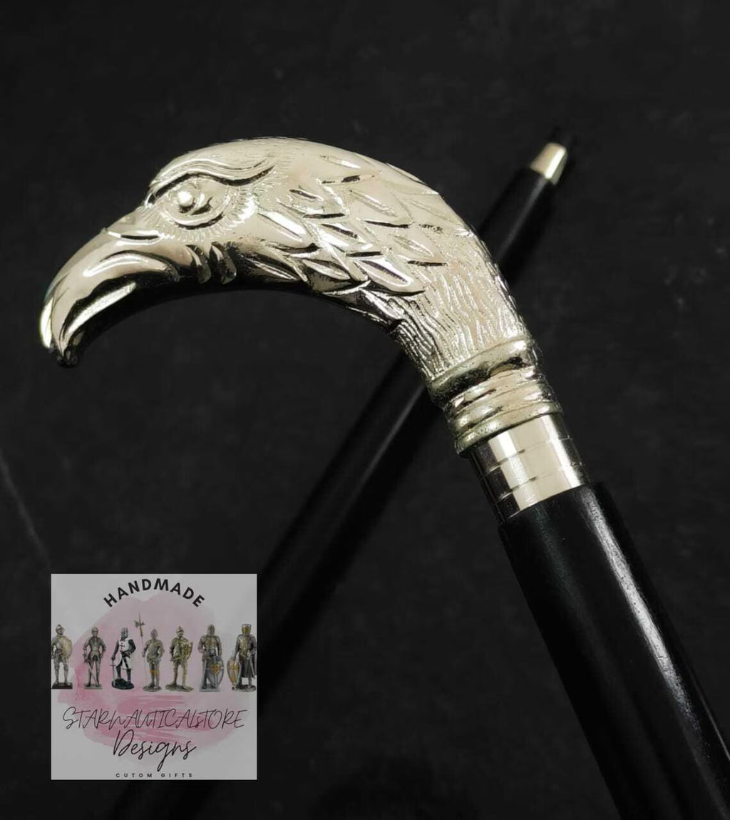 New Eagle Head Handle Walking Stick Cane Solid Brass Handle Wooden Stick Gift Antique Vintage Nautical Victorian Style Wooden Walking Stick