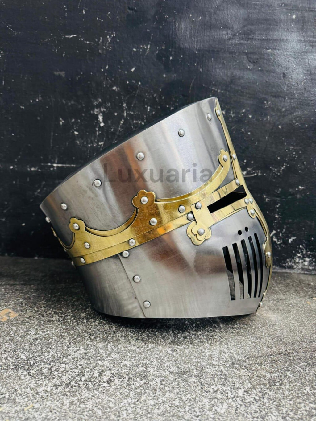 Medieval Crusader Helmet with Cross Hand Forged 18 Ga Steel Templar Battle Ready Replica Head Wear Costume for Home Decor Roleplay & Cosplay