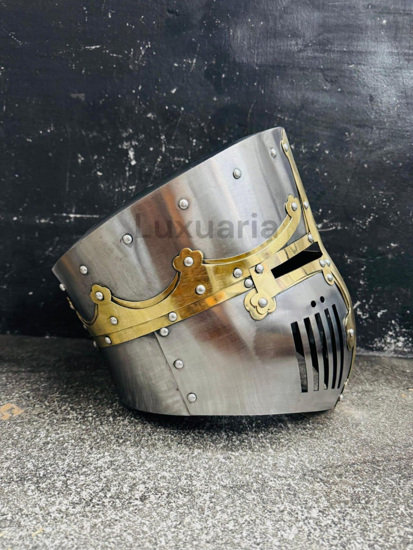 Medieval Crusader Helmet with Cross Hand Forged 18 Ga Steel Templar Battle Ready Replica Head Wear Costume for Home Decor Roleplay & Cosplay