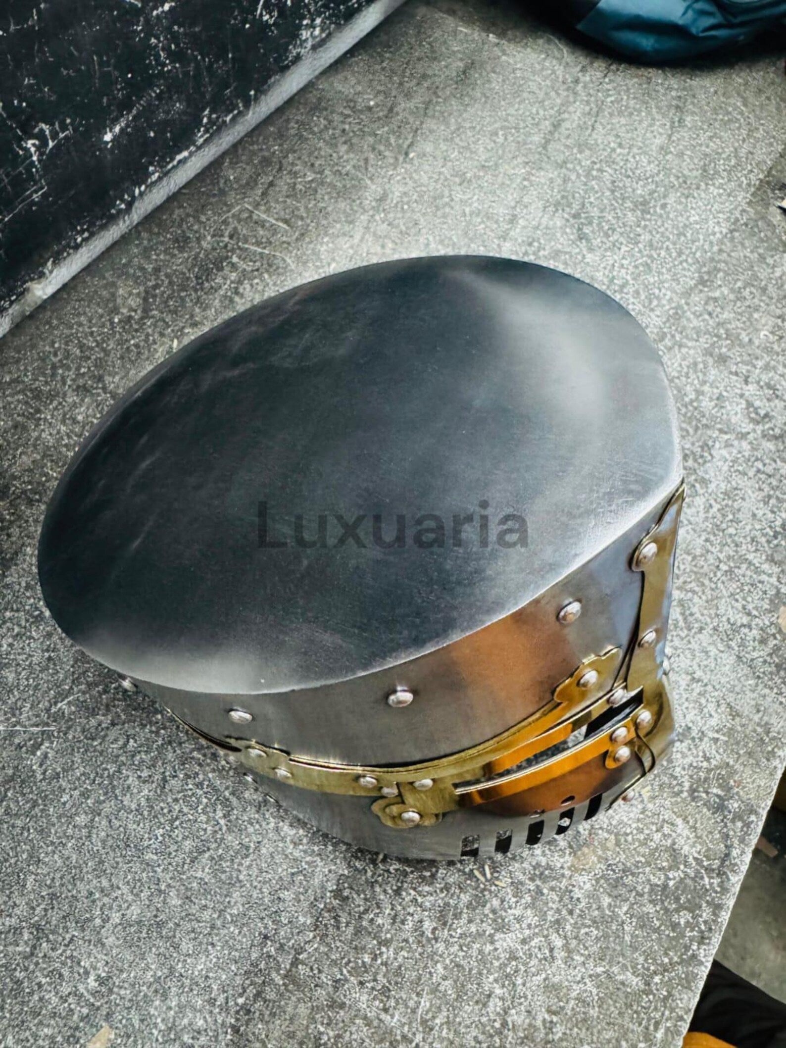 Medieval Crusader Helmet with Cross Hand Forged 18 Ga Steel Templar Battle Ready Replica Head Wear Costume for Home Decor Roleplay & Cosplay