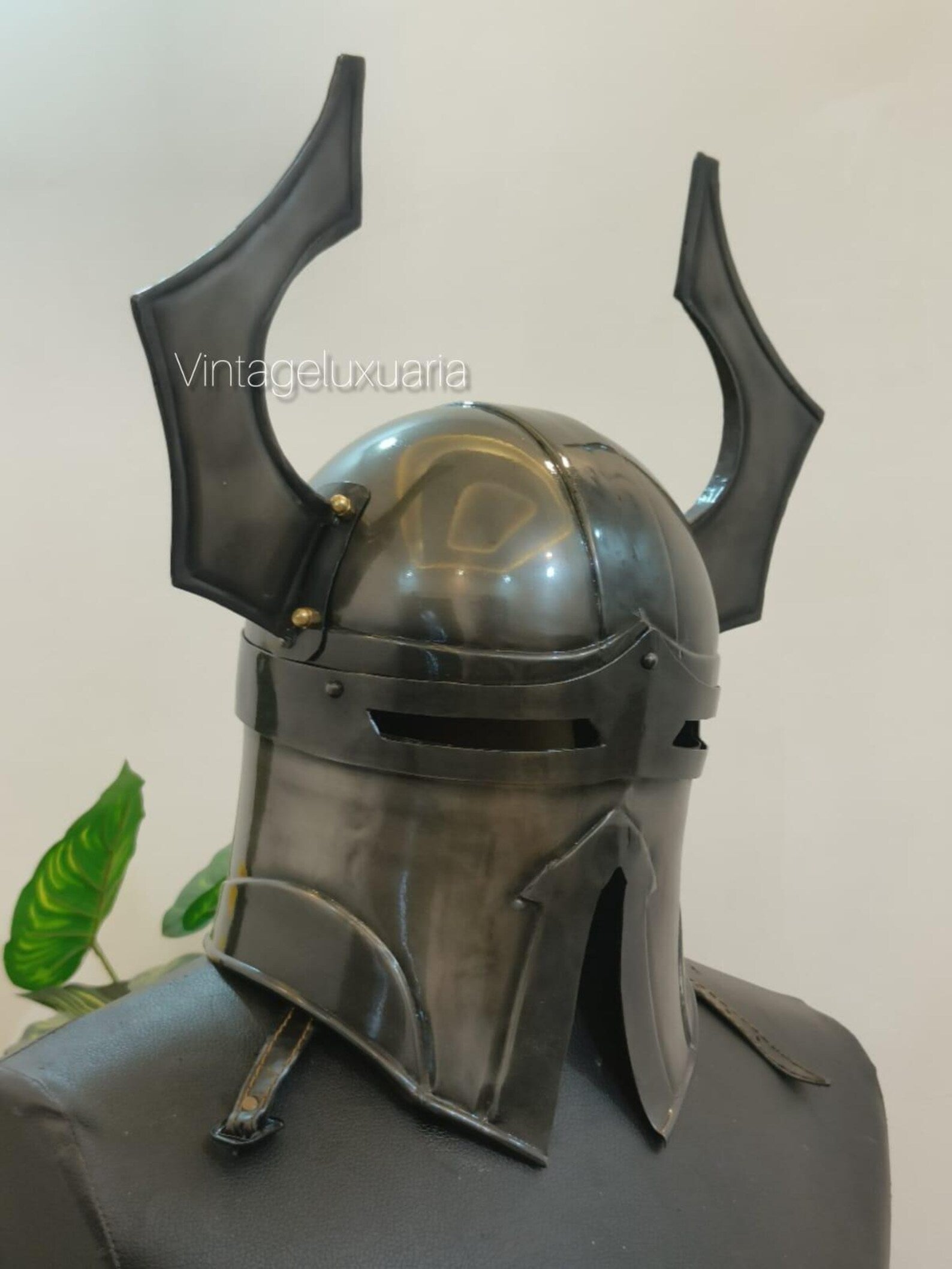 Blackened Steel Chaos Warhammer Helmet – 18 Gauge Medieval Cosplay –LARP Warrior Helmet – Handmade Costume Armor – Custom Dark Knight Helmet