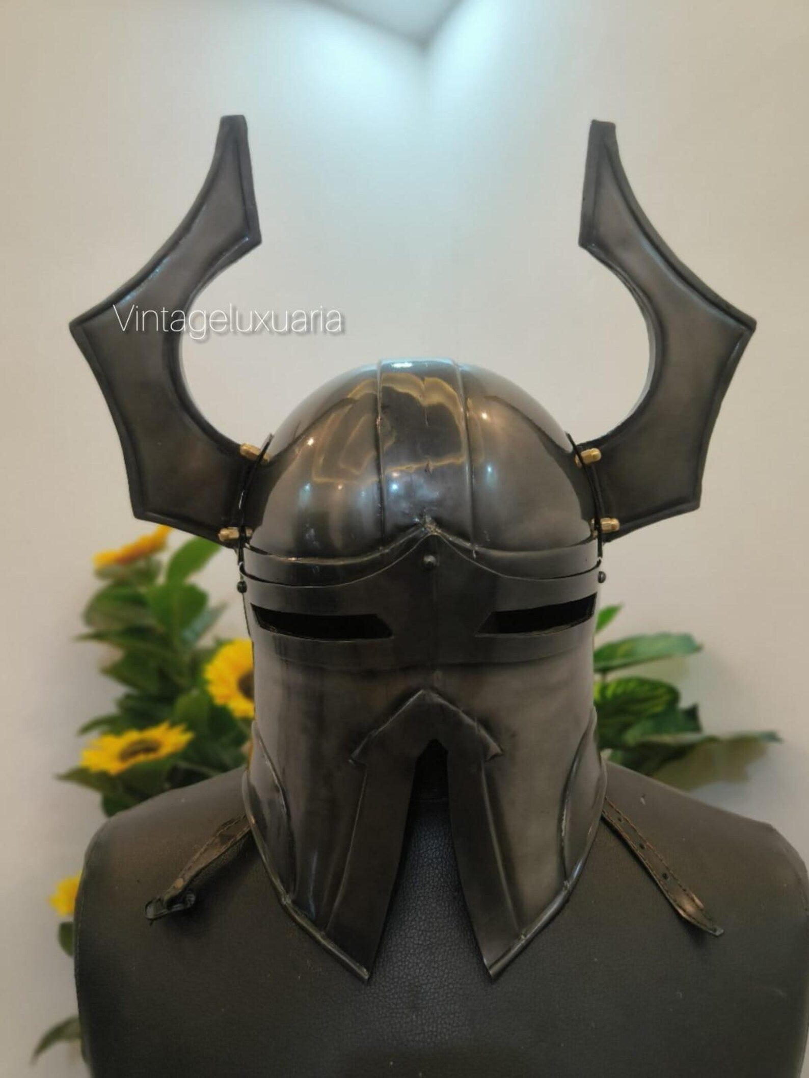 Blackened Steel Chaos Warhammer Helmet – 18 Gauge Medieval Cosplay –LARP Warrior Helmet – Handmade Costume Armor – Custom Dark Knight Helmet