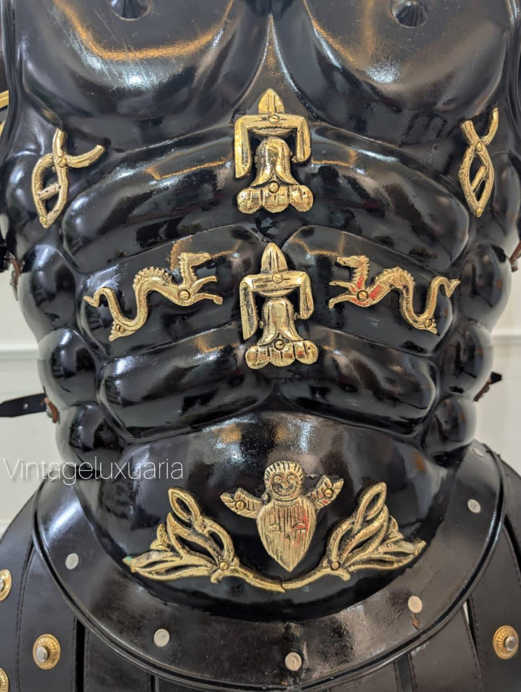 Medieval Greek Roman Black Muscle Armor - Gladiator Muscle Armor Cuiras with Helmet and Shoulders - Spartan 300 Halloween LARP & Reenactment