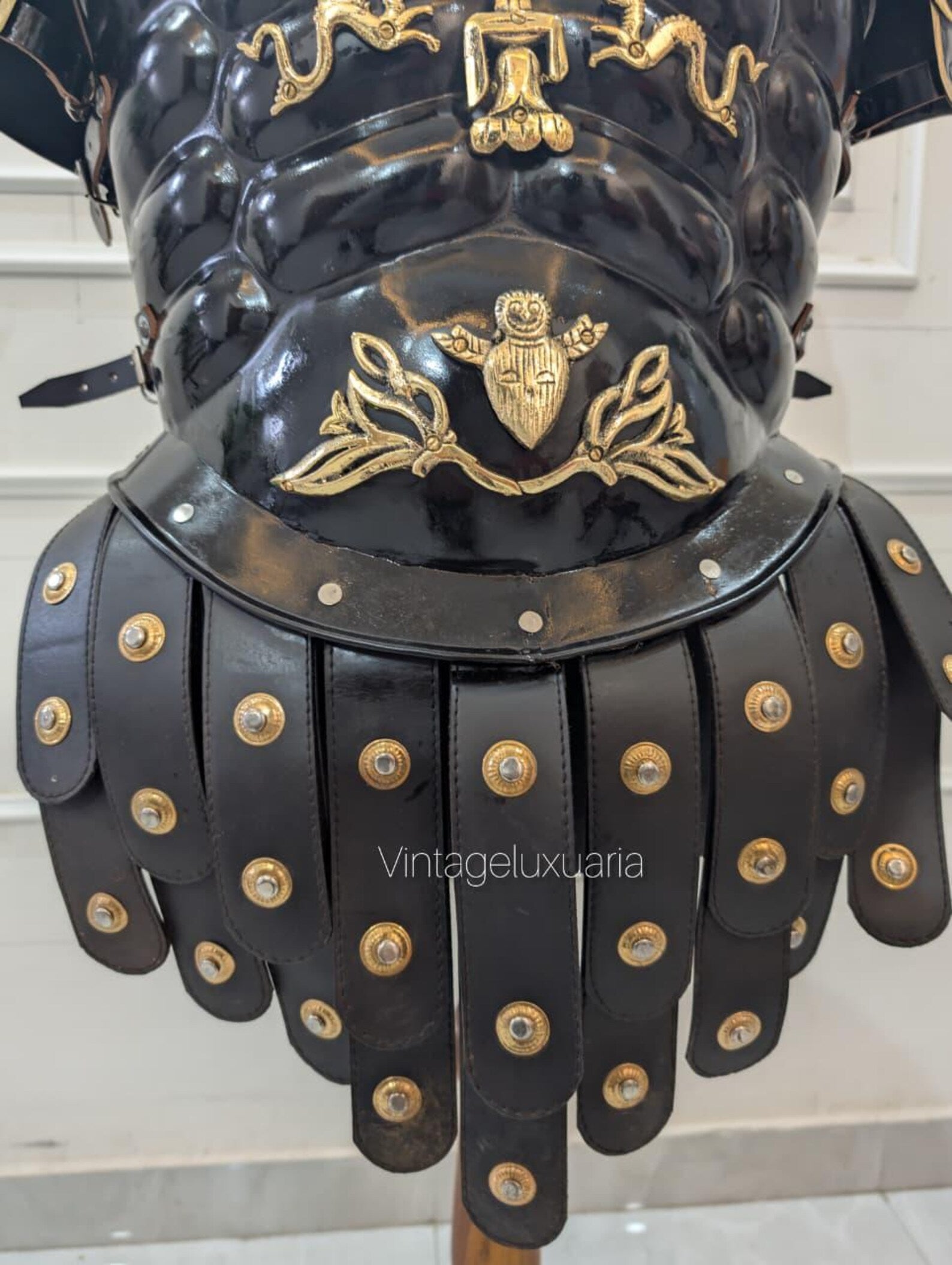 Medieval Greek Roman Black Muscle Armor - Gladiator Muscle Armor Cuiras with Helmet and Shoulders - Spartan 300 Halloween LARP & Reenactment