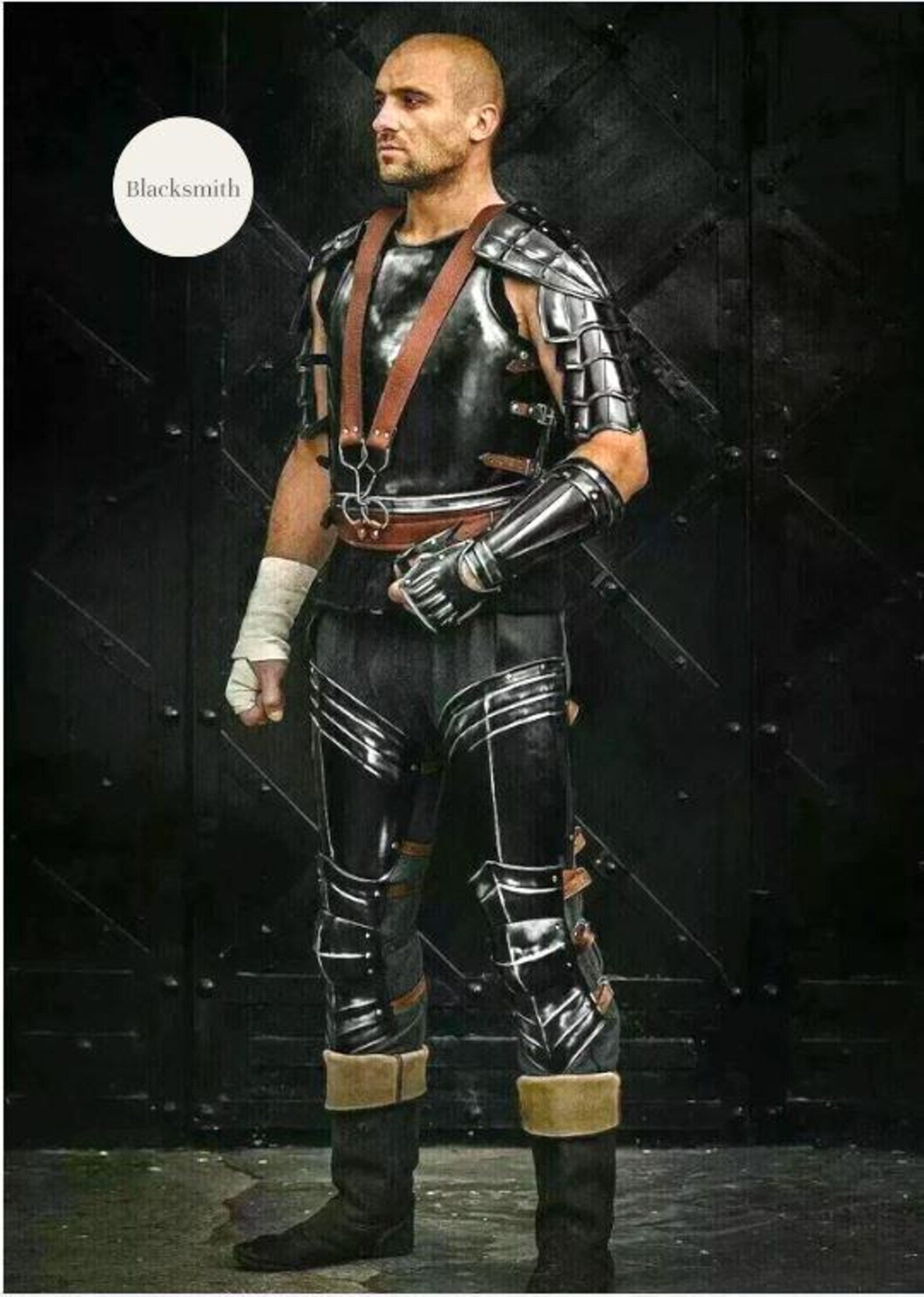 Blackened Steel Full Suit of Armor: Handmade LARP Cosplay Costume