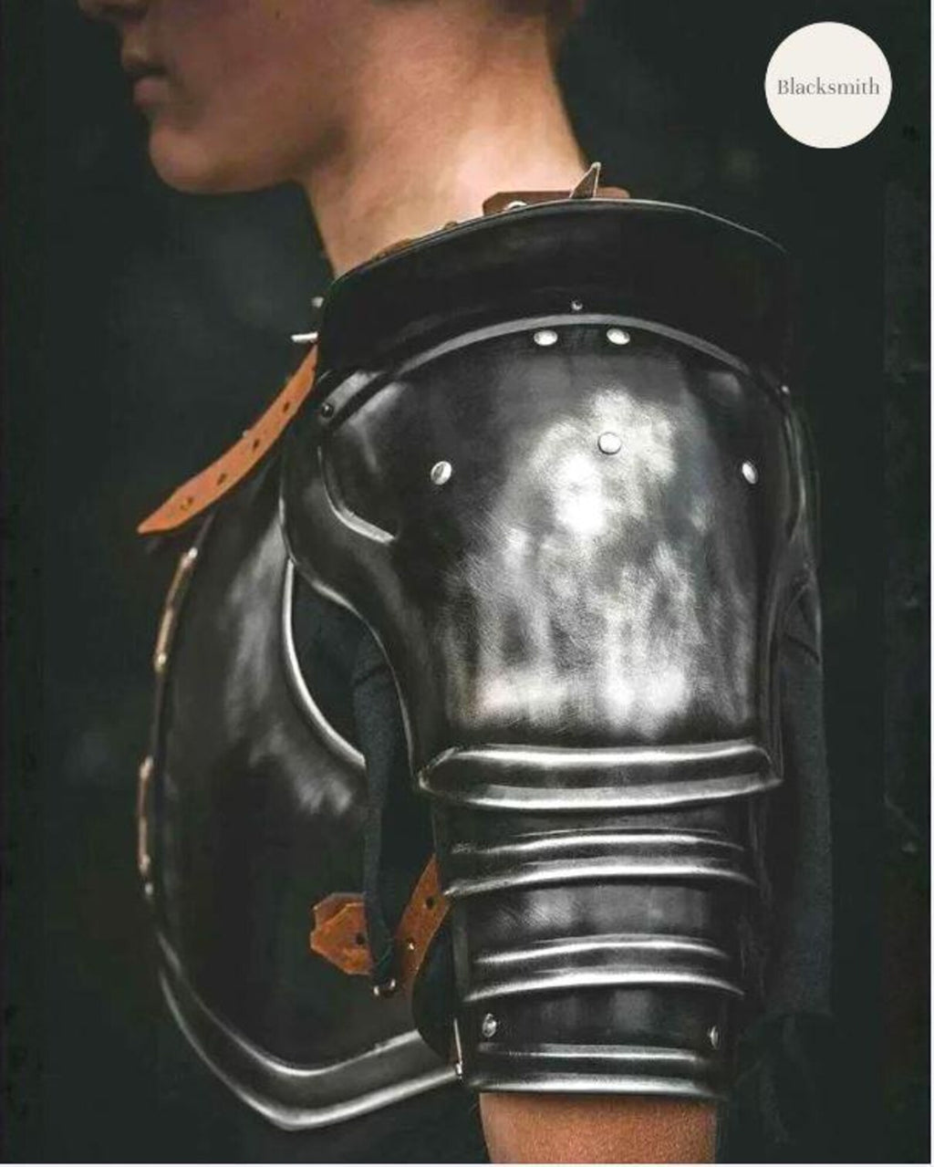 Handmade Black Medieval Armor Set | Helmet, Breastplate, Pauldrons & Bracers | Wearable Costume Armor | LARP, Cosplay | Reenactment Gear