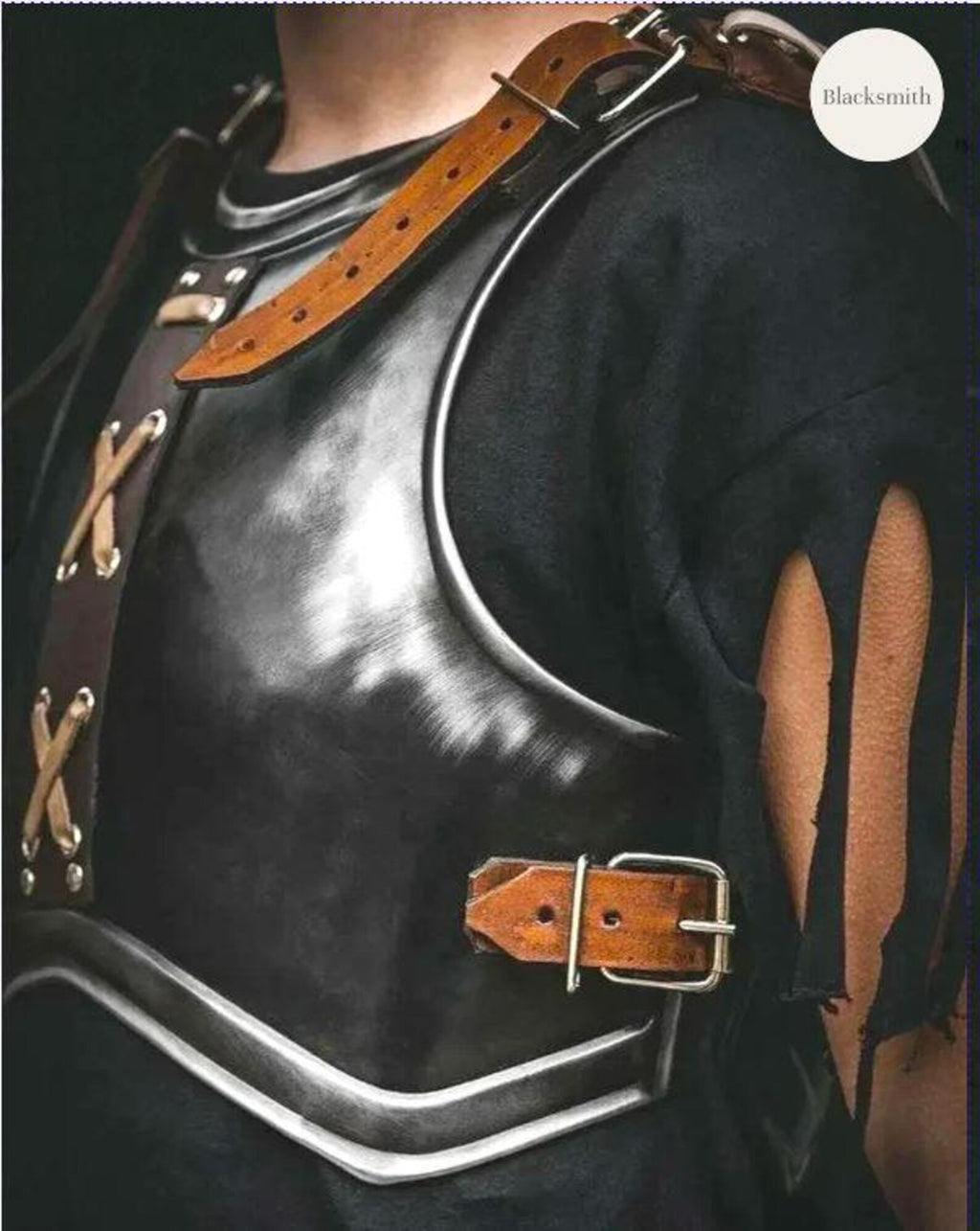 Handmade Black Medieval Armor Set | Helmet, Breastplate, Pauldrons & Bracers | Wearable Costume Armor | LARP, Cosplay | Reenactment Gear