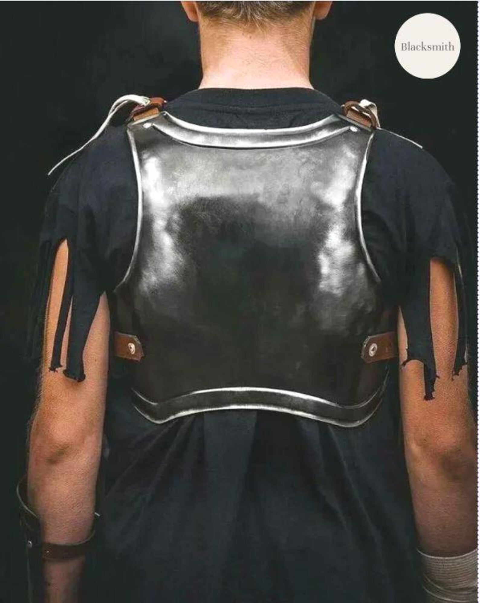 Handmade Black Medieval Armor Set | Helmet, Breastplate, Pauldrons & Bracers | Wearable Costume Armor | LARP, Cosplay | Reenactment Gear