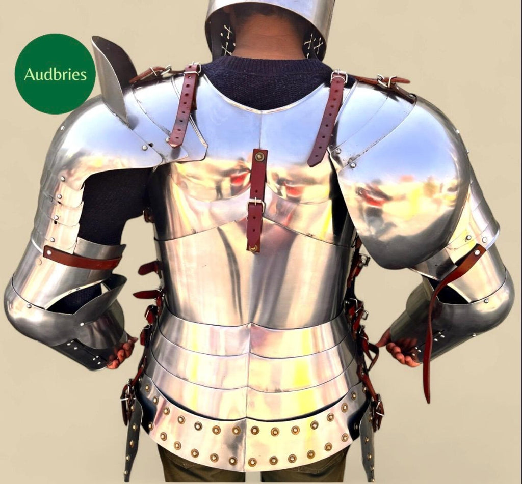 Handmade Medieval Knight Full Armor Suit | Steel Breastplate, Helmet, Pauldrons & Gauntlets | Wearable Costume Armor | LARP | Cosplay Gear