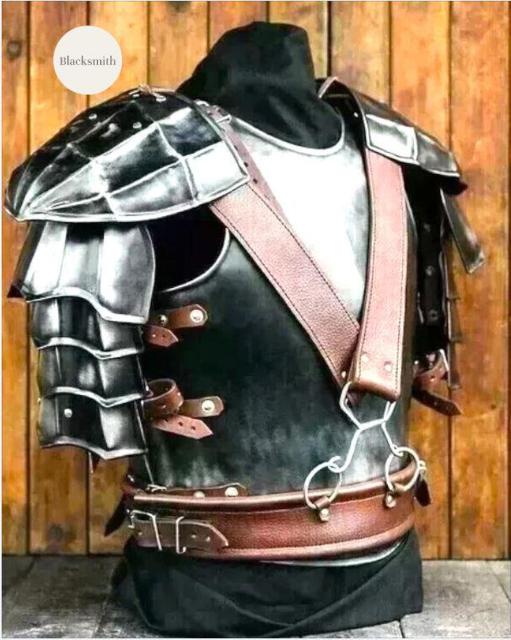 Blackened Steel Full Suit of Armor: Handmade LARP Cosplay Costume