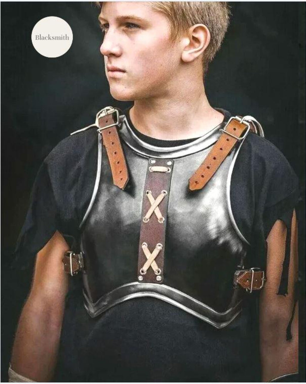 Handmade Black Medieval Armor Set | Helmet, Breastplate, Pauldrons & Bracers | Wearable Costume Armor | LARP, Cosplay | Reenactment Gear