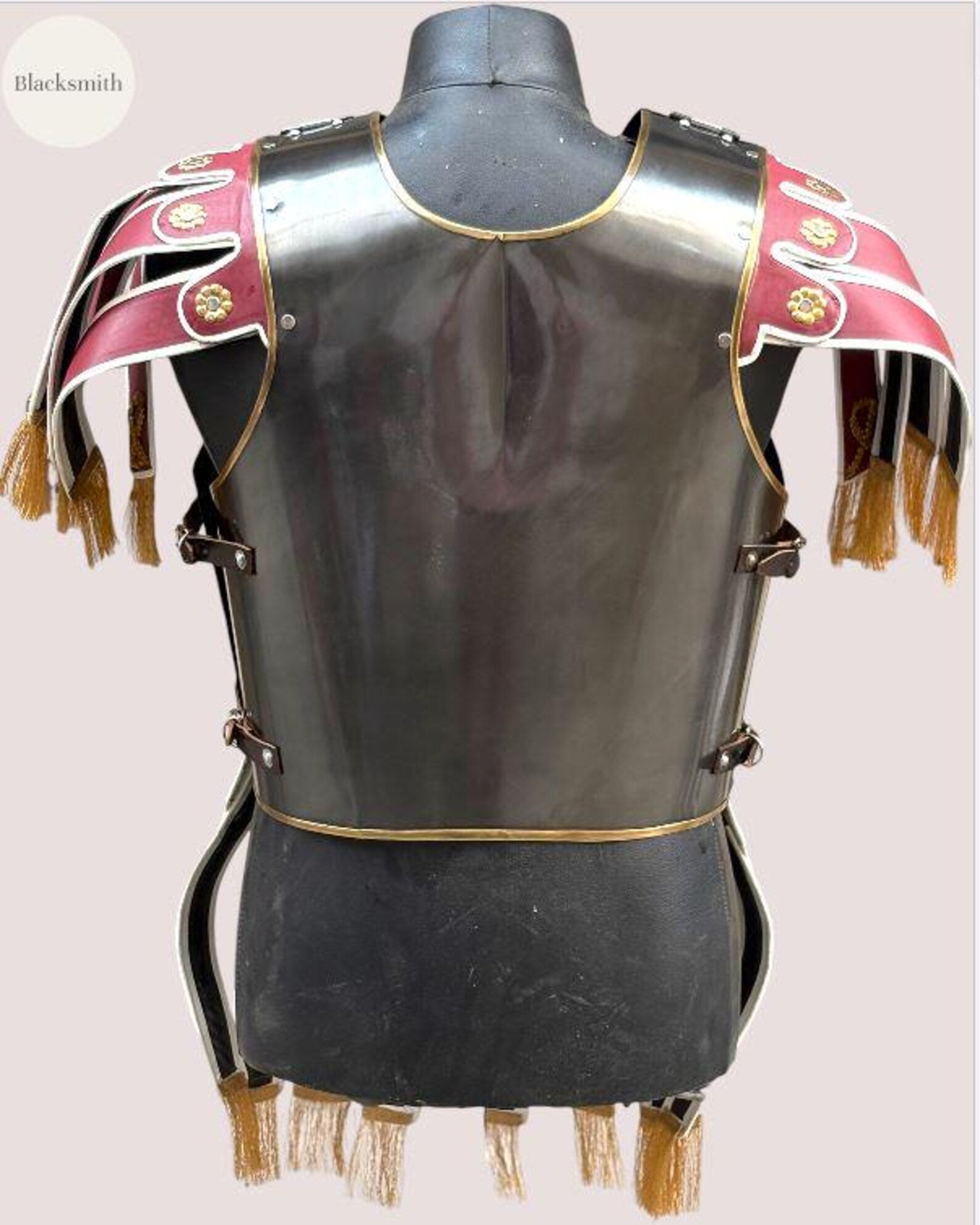 Roman Muscle Cuirass: Brass Chestplate with Leather Skirt - Cosplay, Reenactment