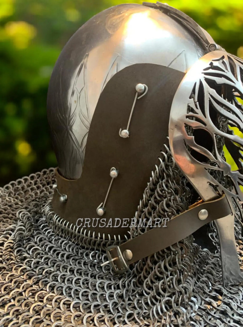 Medieval Bascinet Helmet Combat Klappvisor Knight Helmet with Chainmail | Handcrafted Steel Armor Helmet LARP, Cosplay & Collectible