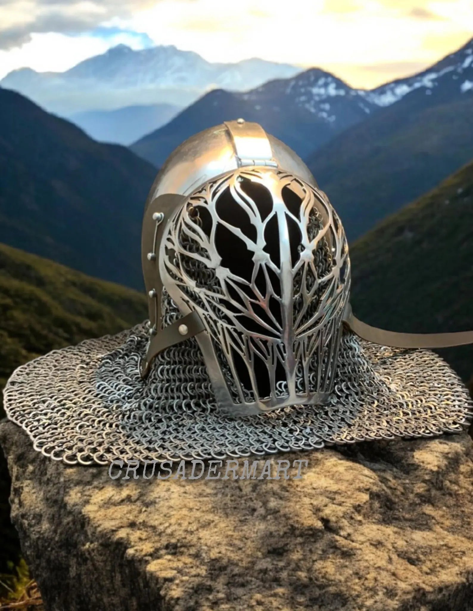 Medieval Bascinet Helmet Combat Klappvisor Knight Helmet with Chainmail | Handcrafted Steel Armor Helmet LARP, Cosplay & Collectible