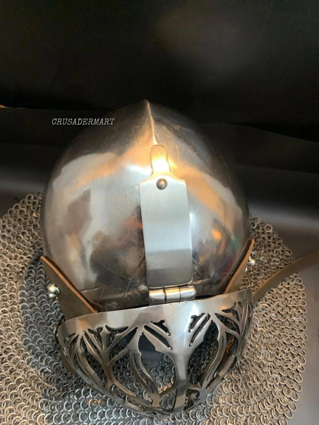 Medieval Bascinet Helmet Combat Klappvisor Knight Helmet with Chainmail | Handcrafted Steel Armor Helmet LARP, Cosplay & Collectible