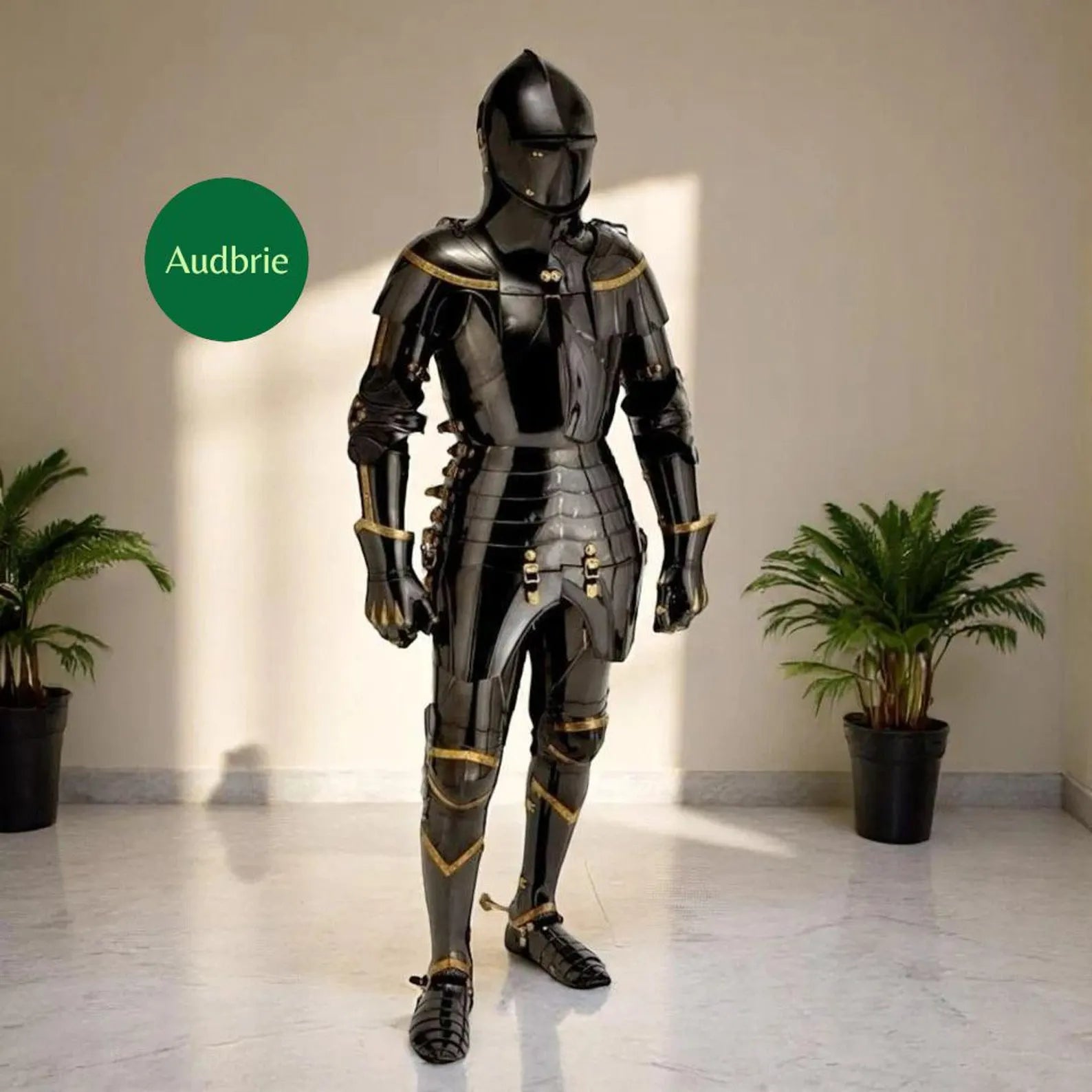 Black Gothic Knight Armor Suit, 18-Gauge Steel, LARP Cosplay Costume