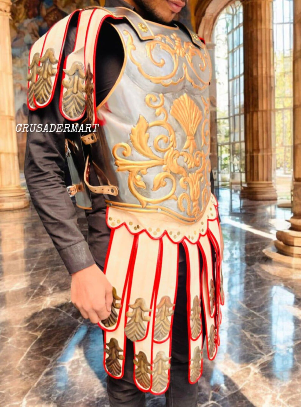 Roman Greek Muscle Armor Cuirass - Medieval 18 Guage Steel Gladiator Cosplay Breastplate Jacket ,Spartan 300, Reenactment Halloween Costume