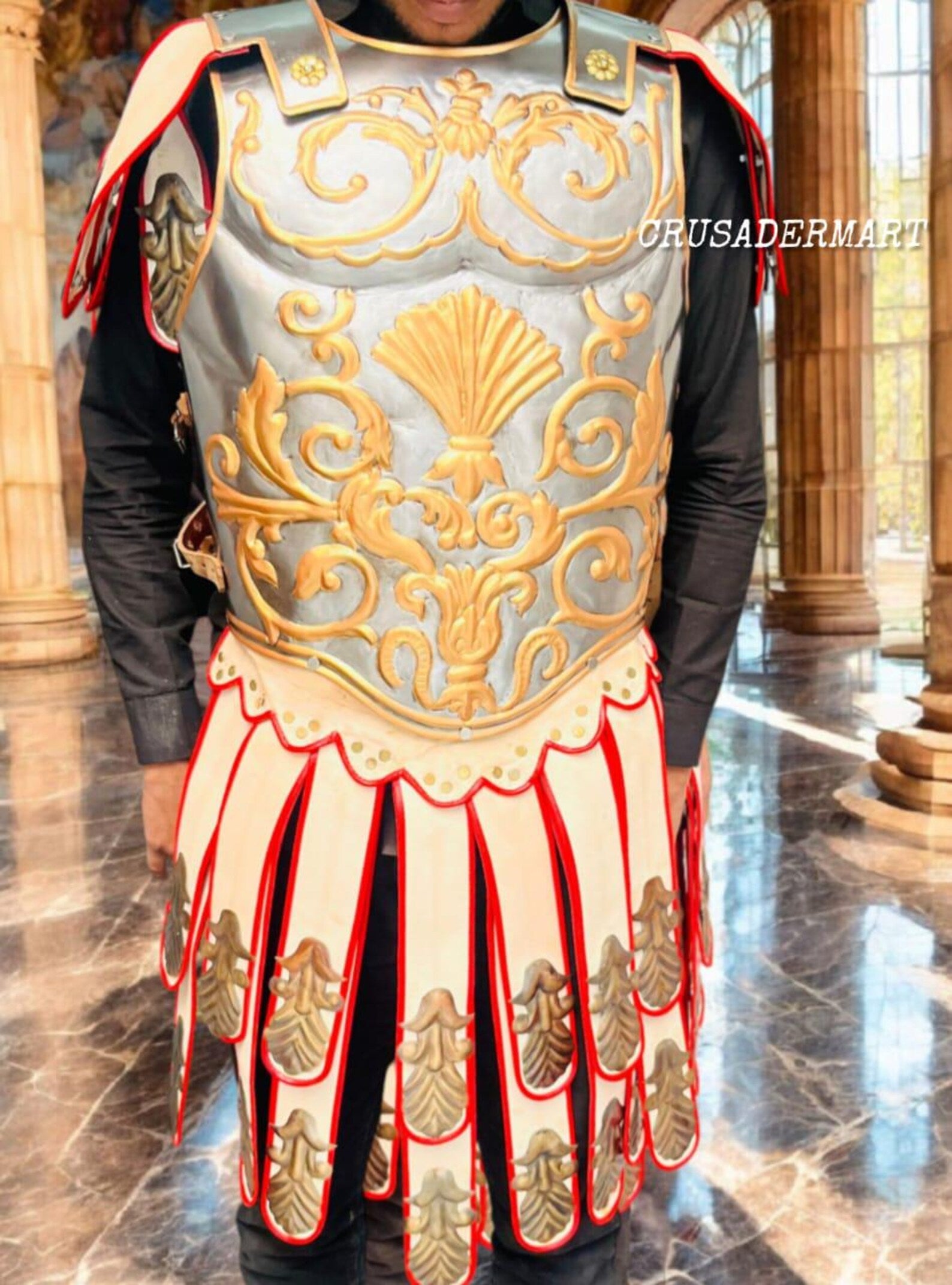 Roman Greek Muscle Armor Cuirass - Medieval 18 Guage Steel Gladiator Cosplay Breastplate Jacket ,Spartan 300, Reenactment Halloween Costume