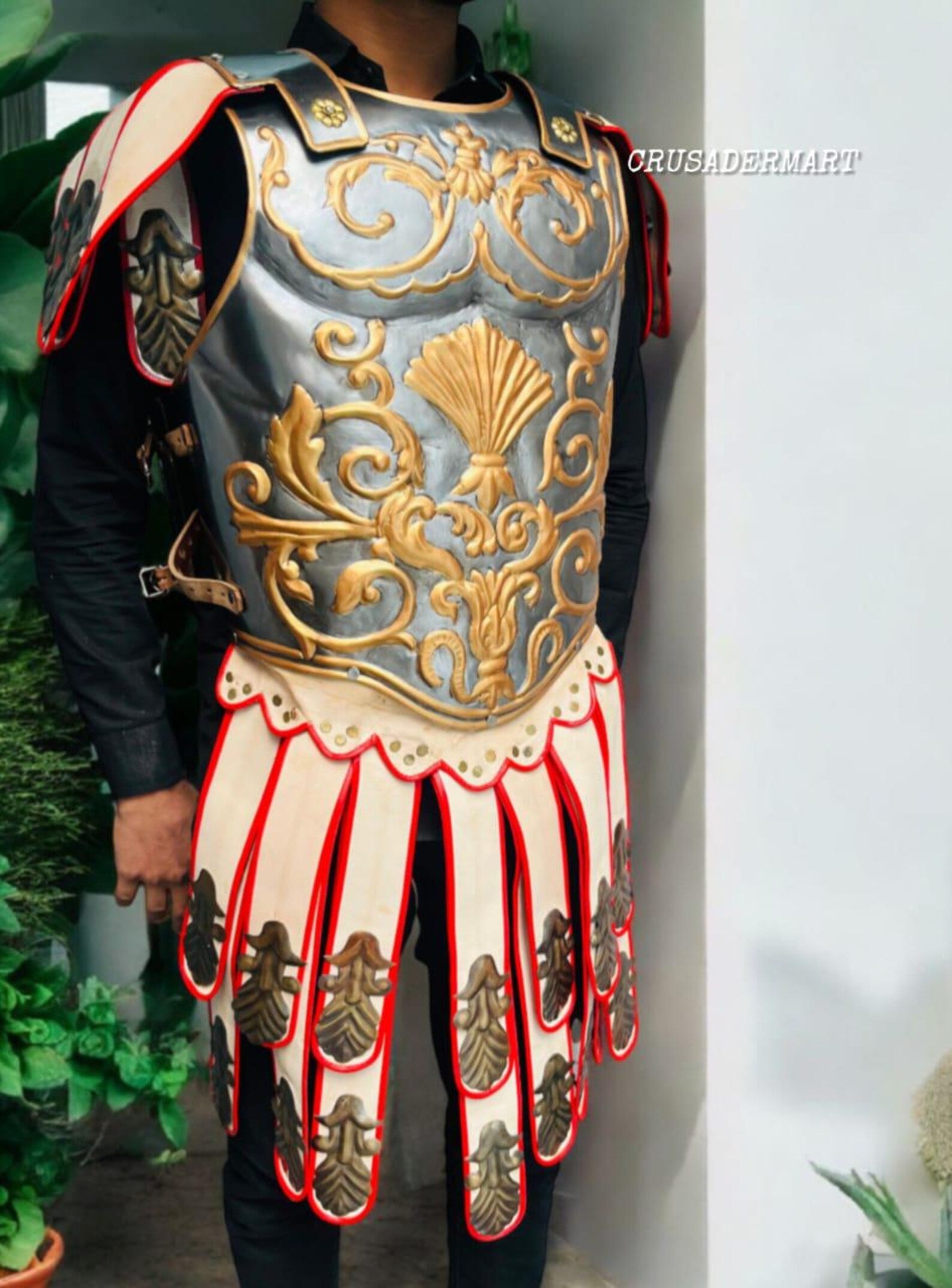 Roman Greek Muscle Armor Cuirass - Medieval 18 Guage Steel Gladiator Cosplay Breastplate Jacket ,Spartan 300, Reenactment Halloween Costume