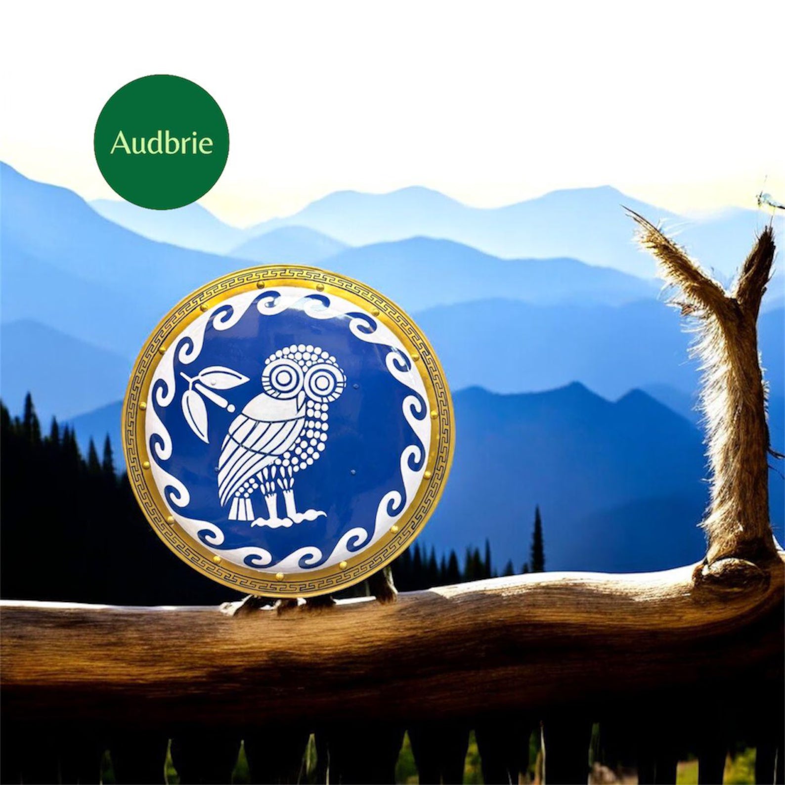 Handmade Ancient Greek Hoplite Shield: Armor Odyssey Owl Design.