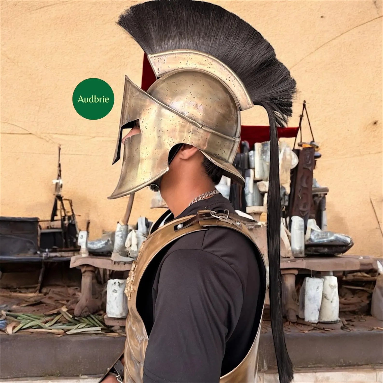 Handcrafted Bronze Greek Spartan Muscle Armor Set | Chestplate, Greaves, Bracers & Helmet | Medieval Costume Armor | Cosplay | LARP Gear