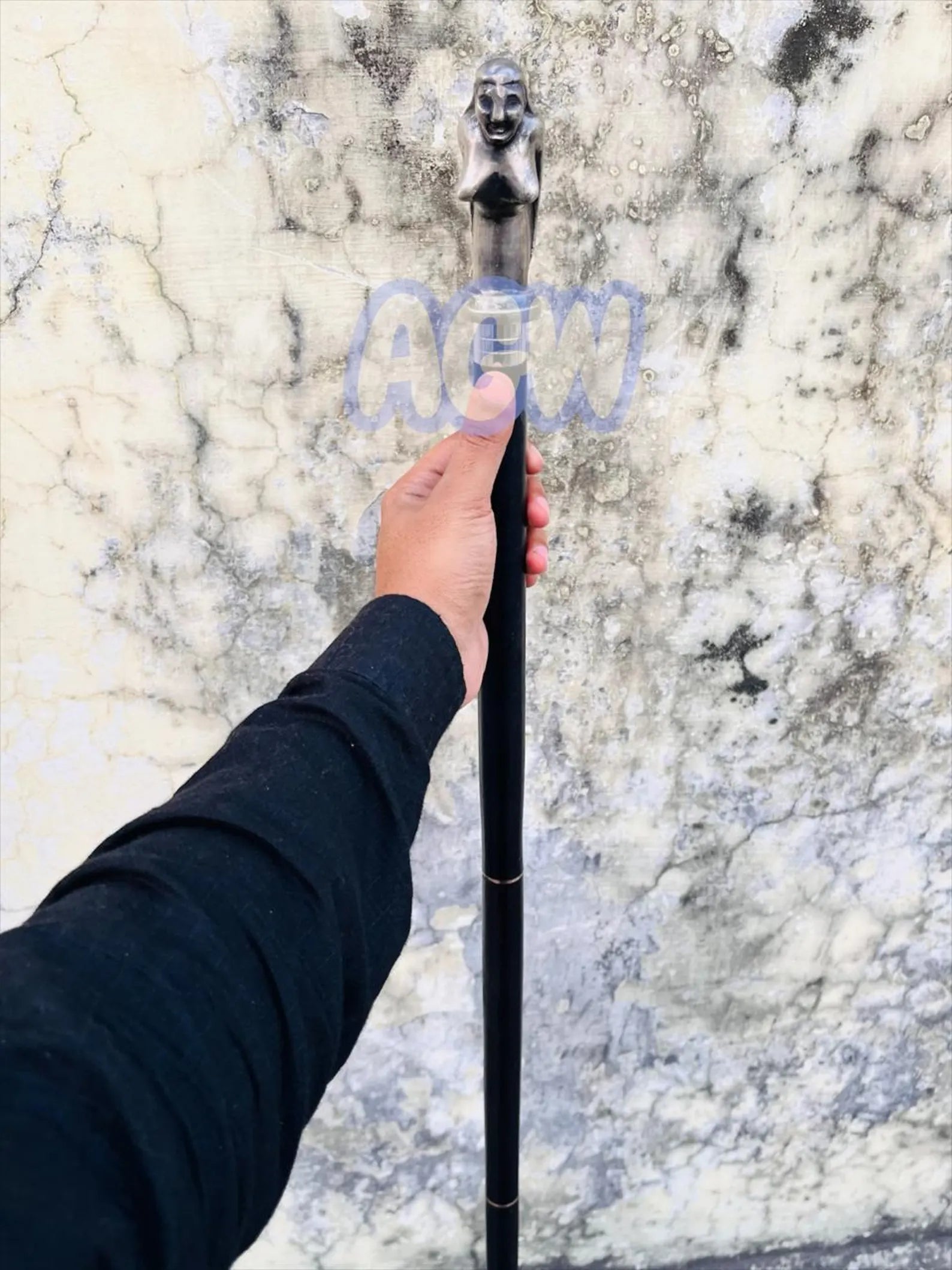 Mermaid Handle Walking Cane with Hidden Flask, Gothic Decor