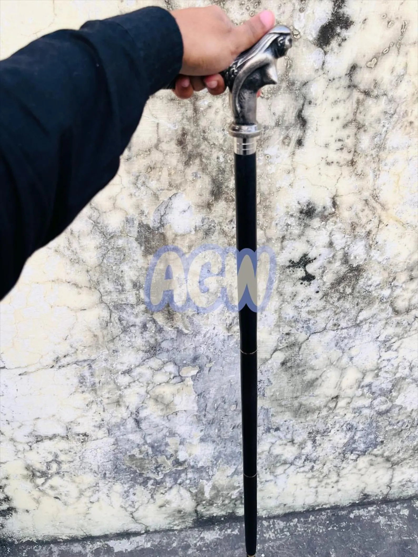 Mermaid Handle Walking Cane with Hidden Flask, Gothic Decor