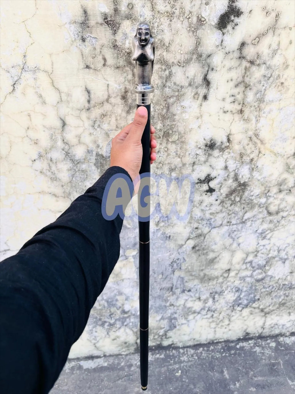 Mermaid Handle Walking Cane with Hidden Flask, Gothic Decor