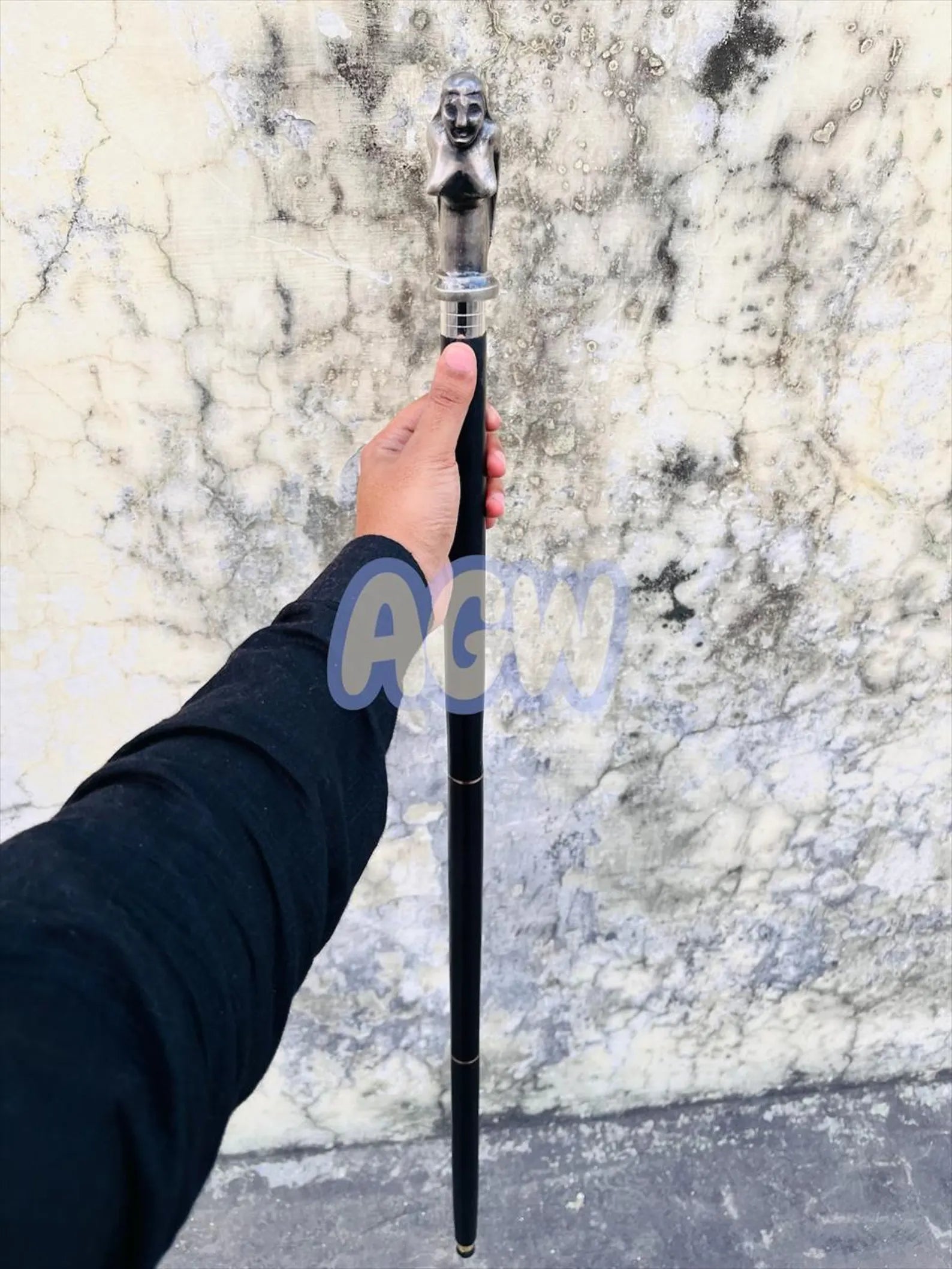 Mermaid Handle Walking Cane with Hidden Flask, Gothic Decor