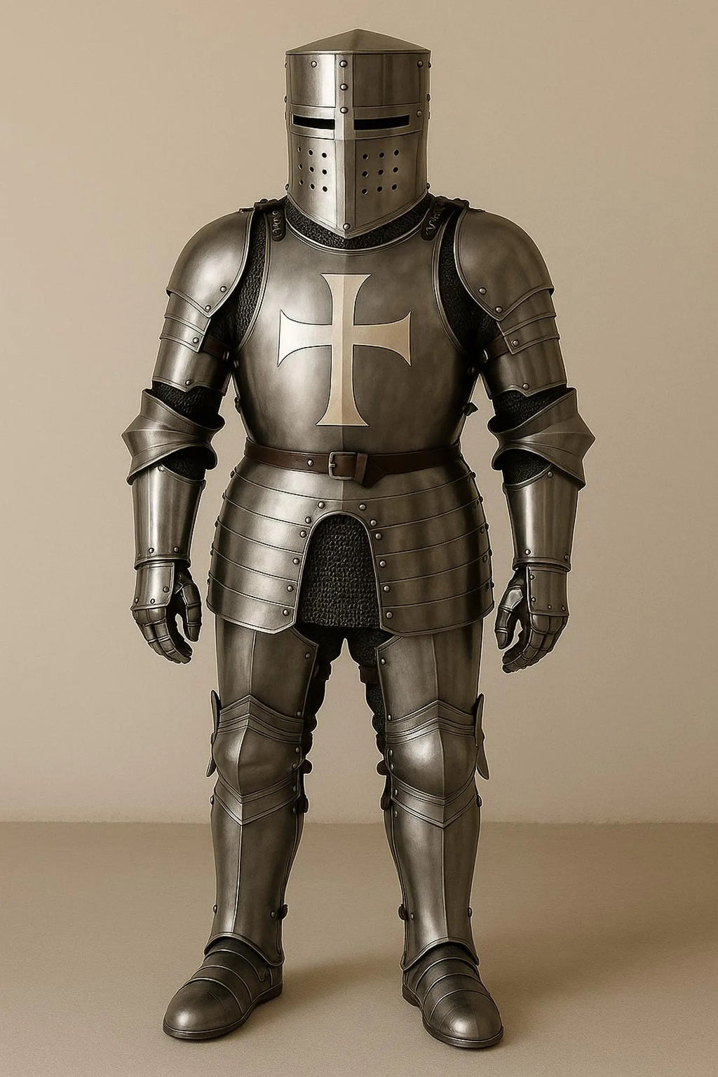 Templar Knight Full Suit of Armor | Crusader Armor Set | Wearable Steel Medieval Plate Armor | LARP, Cosplay, Display, Reenactment