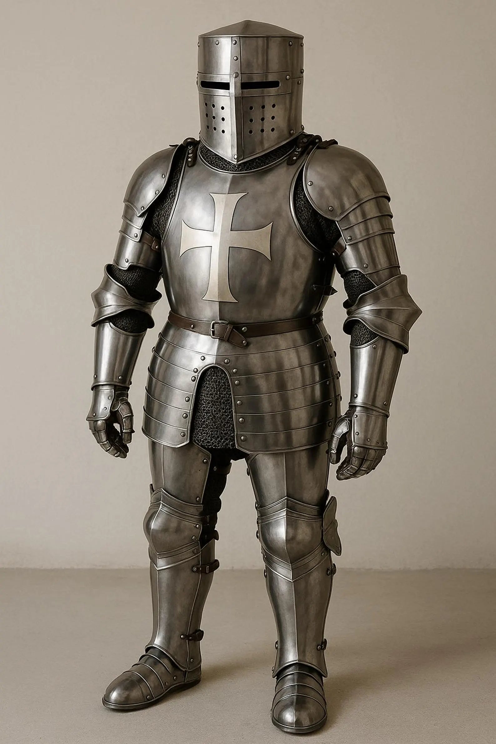Templar Knight Full Suit of Armor | Crusader Armor Set | Wearable Steel Medieval Plate Armor | LARP, Cosplay, Display, Reenactment