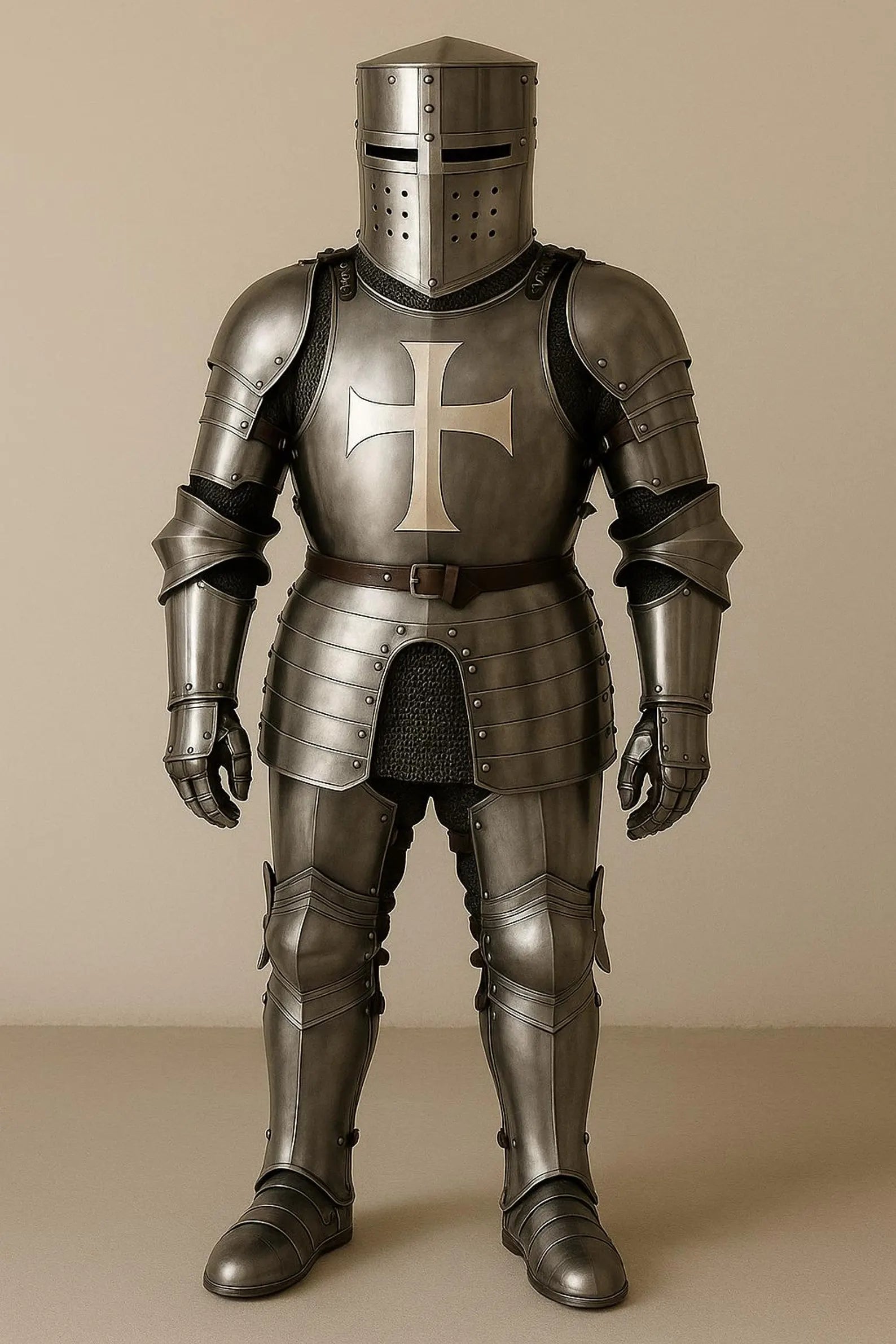 Templar Knight Full Suit of Armor | Crusader Armor Set | Wearable Steel Medieval Plate Armor | LARP, Cosplay, Display, Reenactment