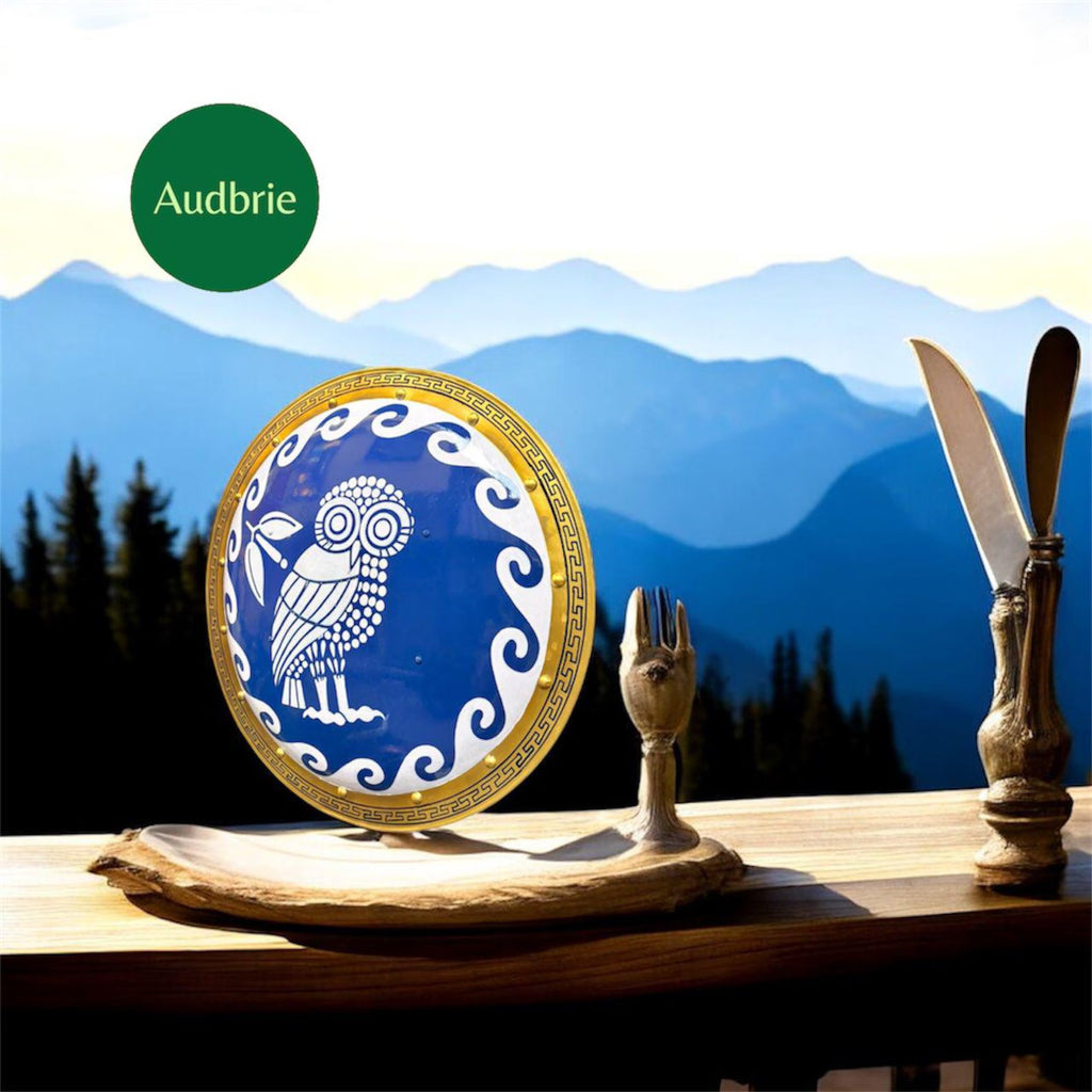 Handmade Ancient Greek Hoplite Shield: Armor Odyssey Owl Design.