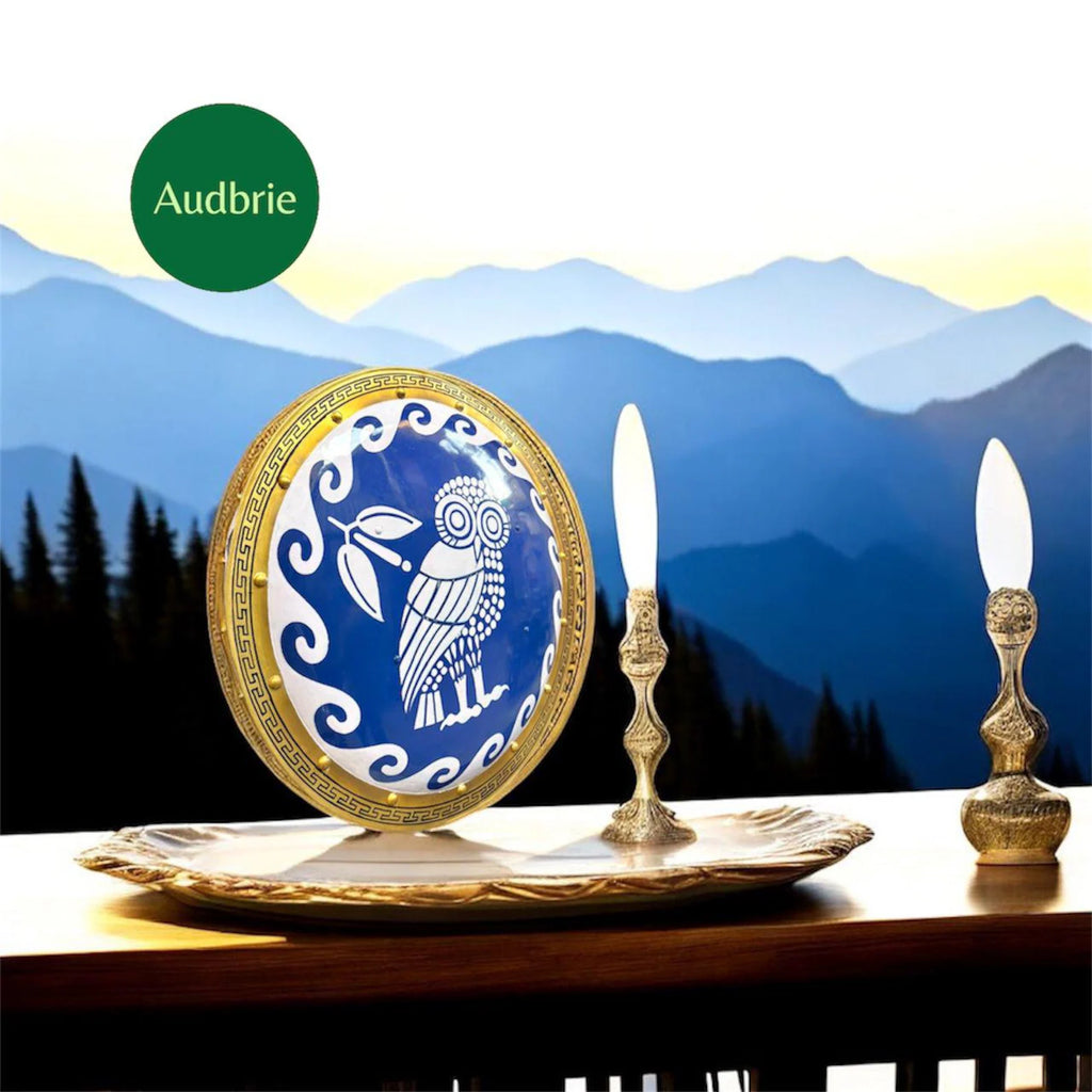 Handmade Ancient Greek Hoplite Shield: Armor Odyssey Owl Design.