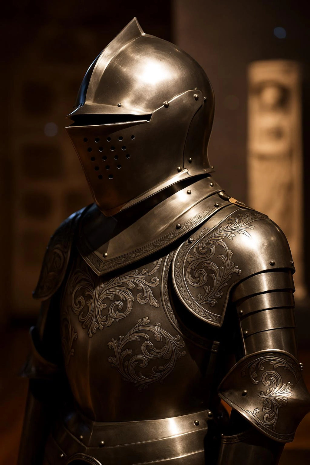Gothic Engraved Knight Armor Suit | Wearable Steel Medieval Armor