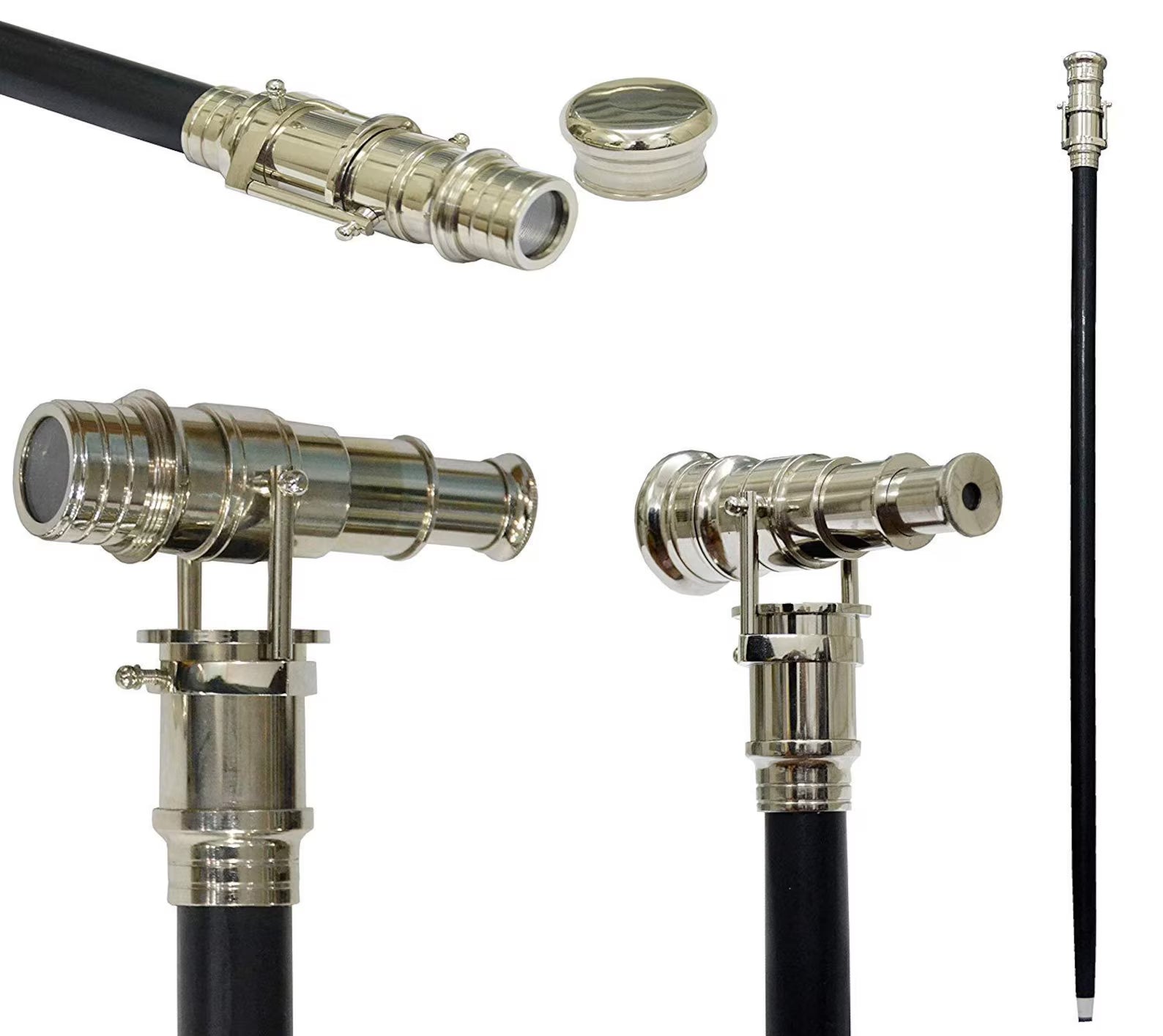 Handmade Telescope Handle Walking Stick Nautical Brass Cane Vintage Style Collector Cane Decorative Wooden Walking Stick for Men & Women