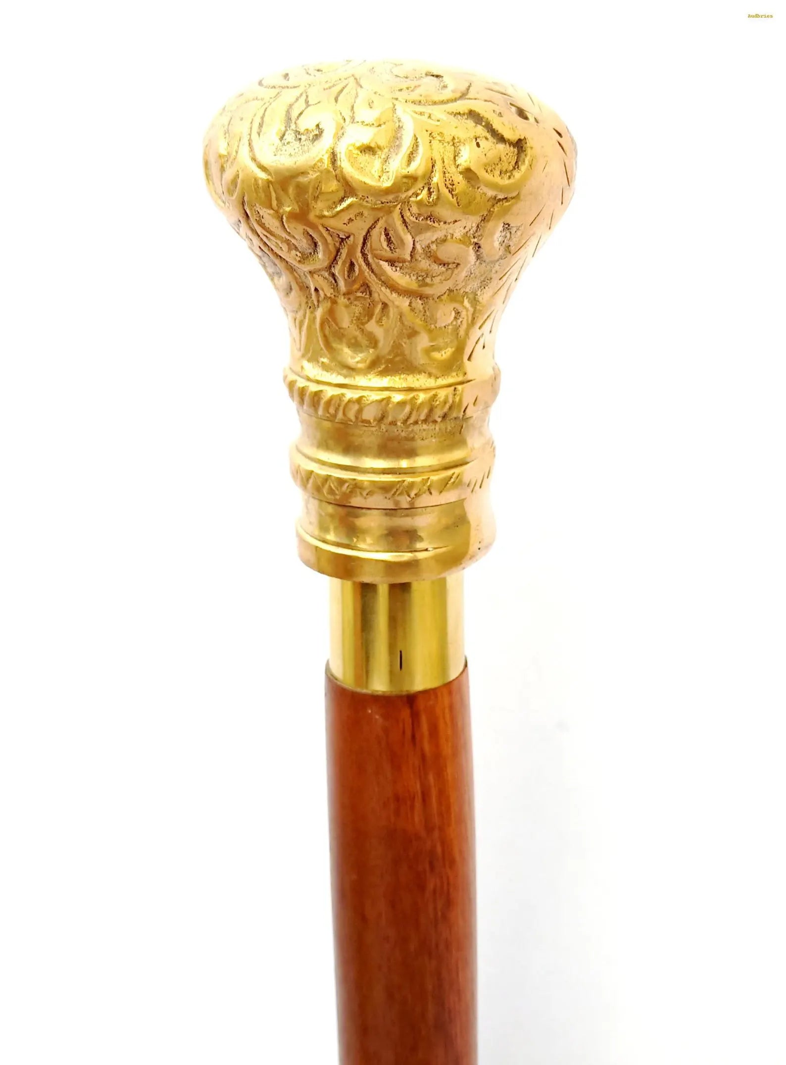 Handmade Brass Engraved Handle Walking Stick • Wooden Cane • Vintage Style Decorative Cane • Collector Walking Stick for Men & Women