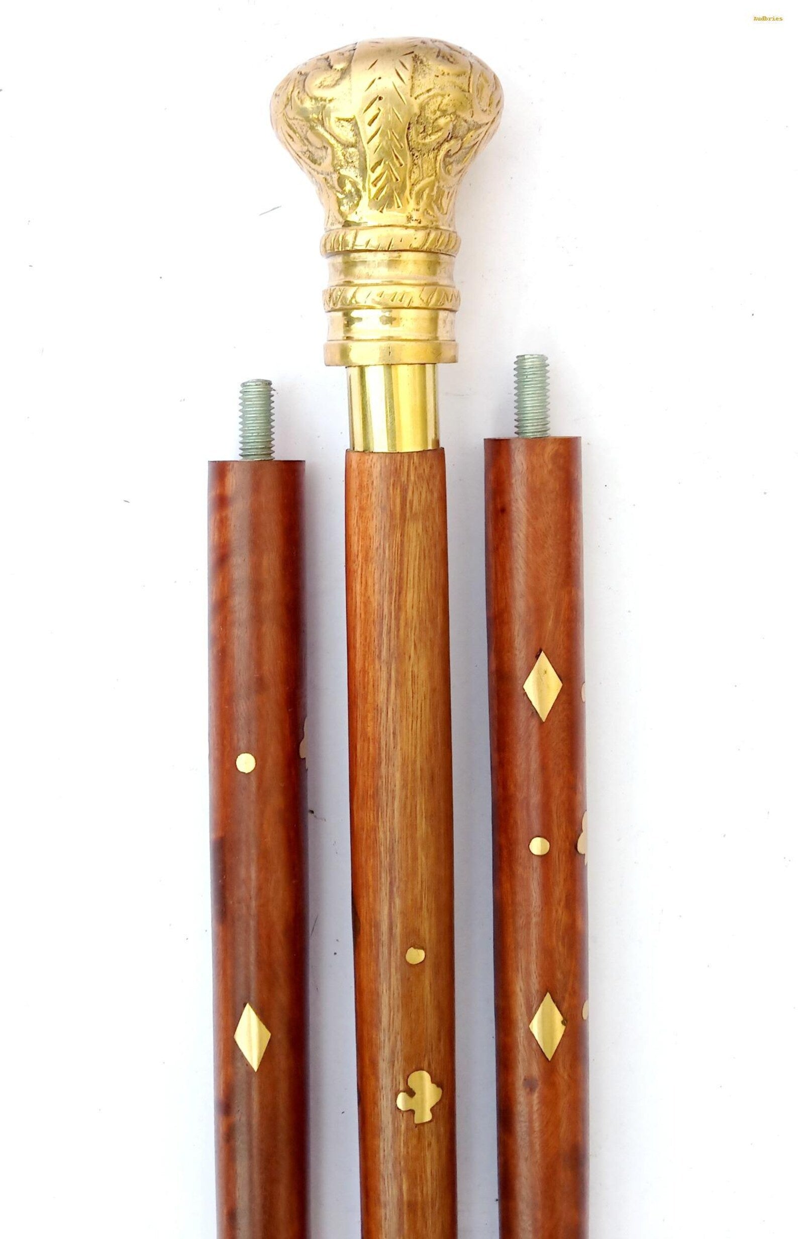 Handmade Brass Engraved Handle Walking Stick • Wooden Cane • Vintage Style Decorative Cane • Collector Walking Stick for Men & Women