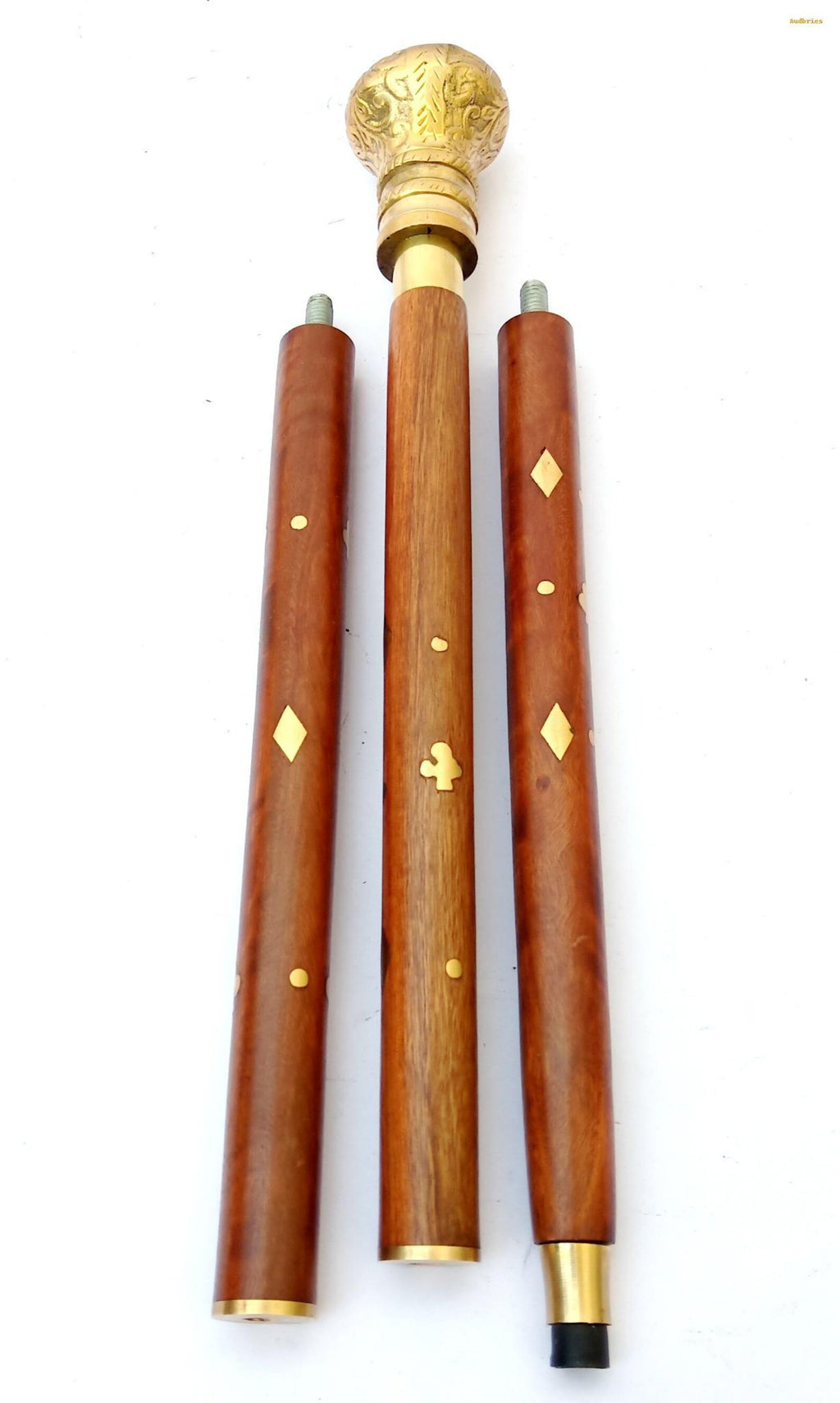 Vintage Brass Knob Wooden Walking Cane – Handmade Luxury Walking Stick ...