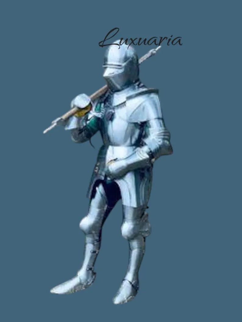 Medieval Knight Armor Templar Red Cross Costume Replica Chainmail Dress & Helmet Historical Battle Gear With Armor Cape | Wooden Shield