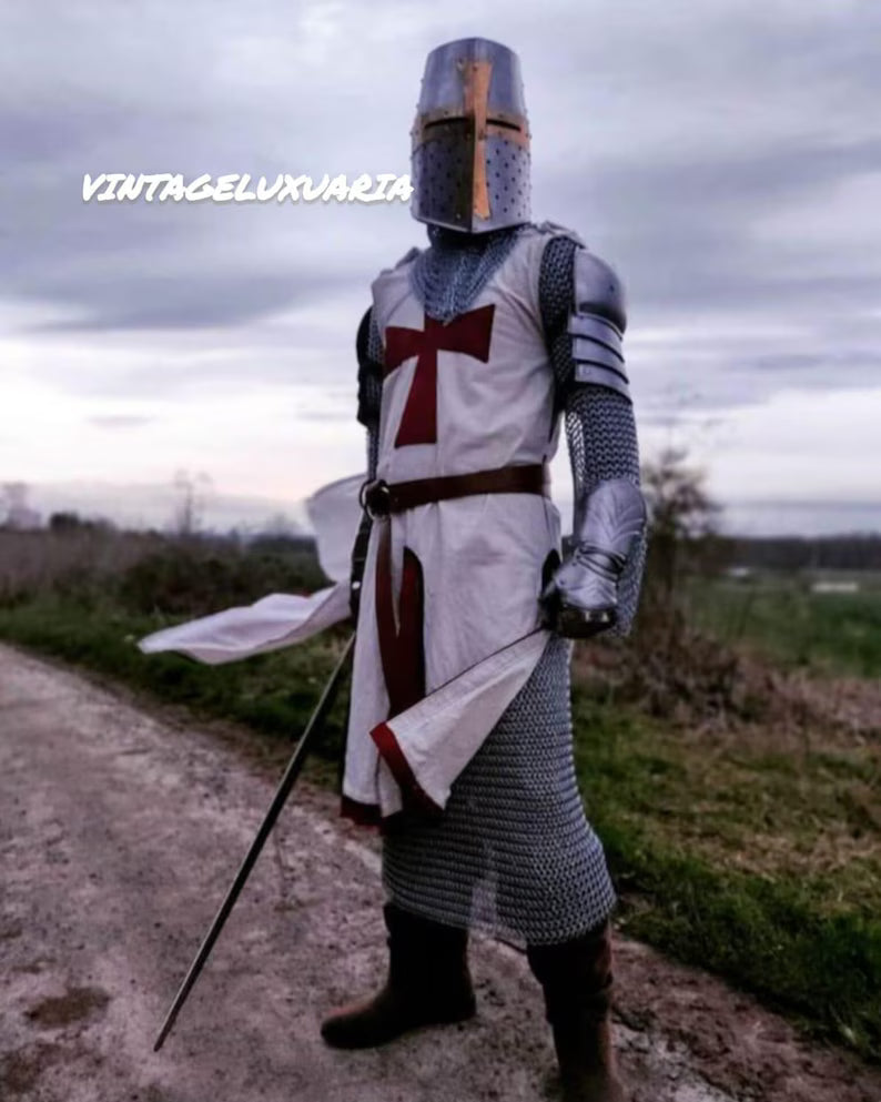 Full Body Templar Knight Armor Set - Medieval Suit for Cosplay, LARP, or Halloween Costume